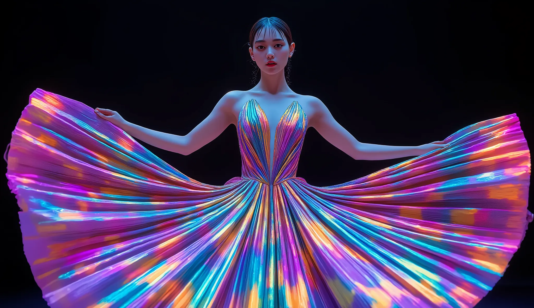 8k, masterpiece, Highest Quality,realistic pictures, 若いfemale, Elegance,masterpiece、 oblique angle ,"Make an Artistic Ghost Dress ,colorful, cinematic photoshoot,(masterpiece, Highest Quality: 1.2), (realistic, Photorealistic: 1.4), high definition, RAW ...