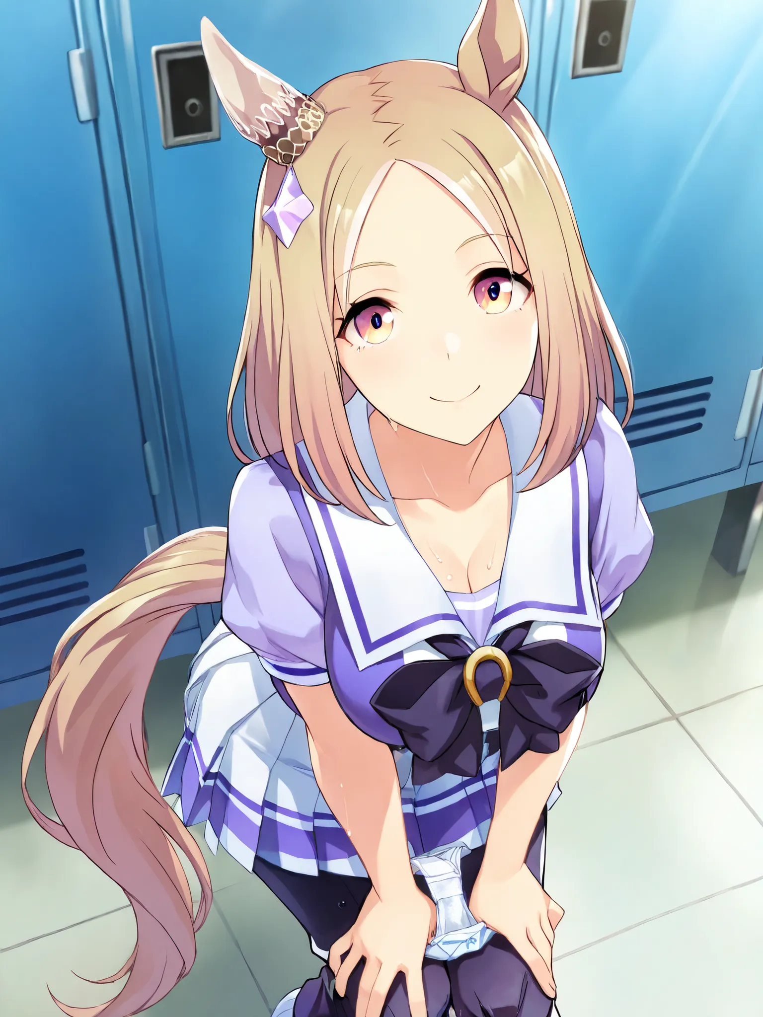 sleeveless at the beach,Cleavage,NARITA TOP ROAD ( Uma Musume) NARITA TOP ROAD \( Uma Musume \), 1 girl on break day, horse ears, horse tail, stares at viewers, horse tail, smile, stares at viewers, standing, Uma Musume , 1 girl on break day, horse ears,...