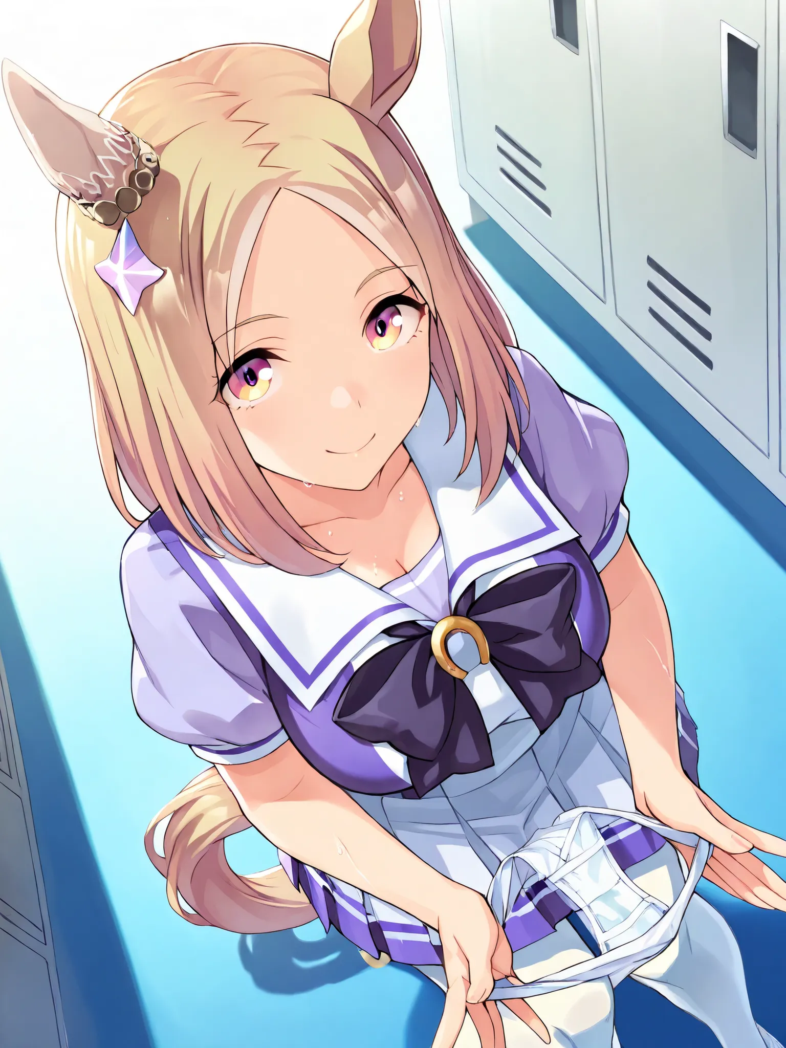 sleeveless at the beach,Cleavage,NARITA TOP ROAD ( Uma Musume) NARITA TOP ROAD \( Uma Musume \), 1 girl on break day, horse ears, horse tail, stares at viewers, horse tail, smile, stares at viewers, standing, Uma Musume , 1 girl on break day, horse ears,...