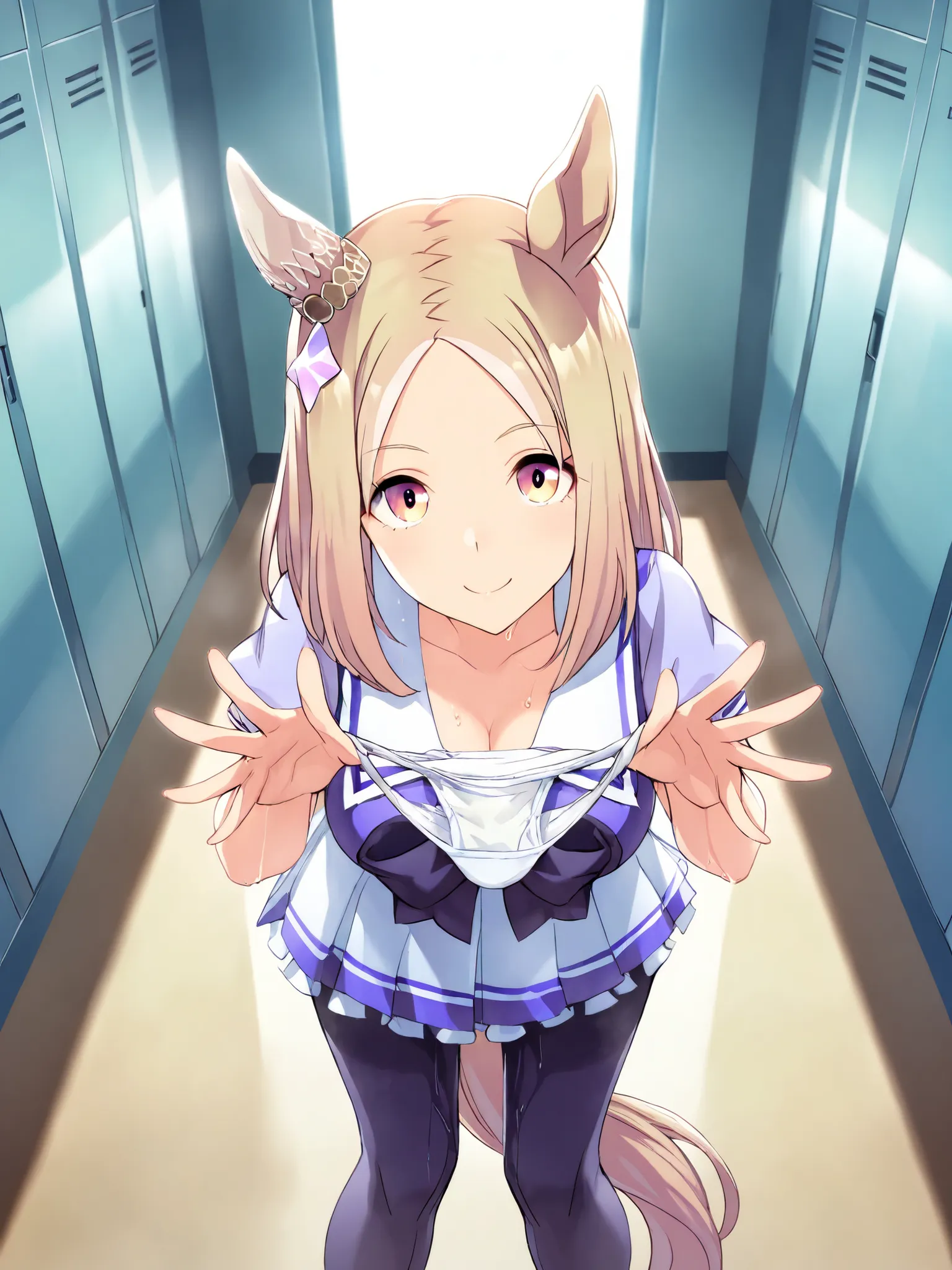((sleeveless at the beach,Cleavage)),NARITA TOP ROAD ( Uma Musume) NARITA TOP ROAD \( Uma Musume \), 1 girl on break day, horse ears, horse tail, stares at viewers, horse tail, smile, stares at viewers, standing, Uma Musume , 1 girl on break day, horse e...