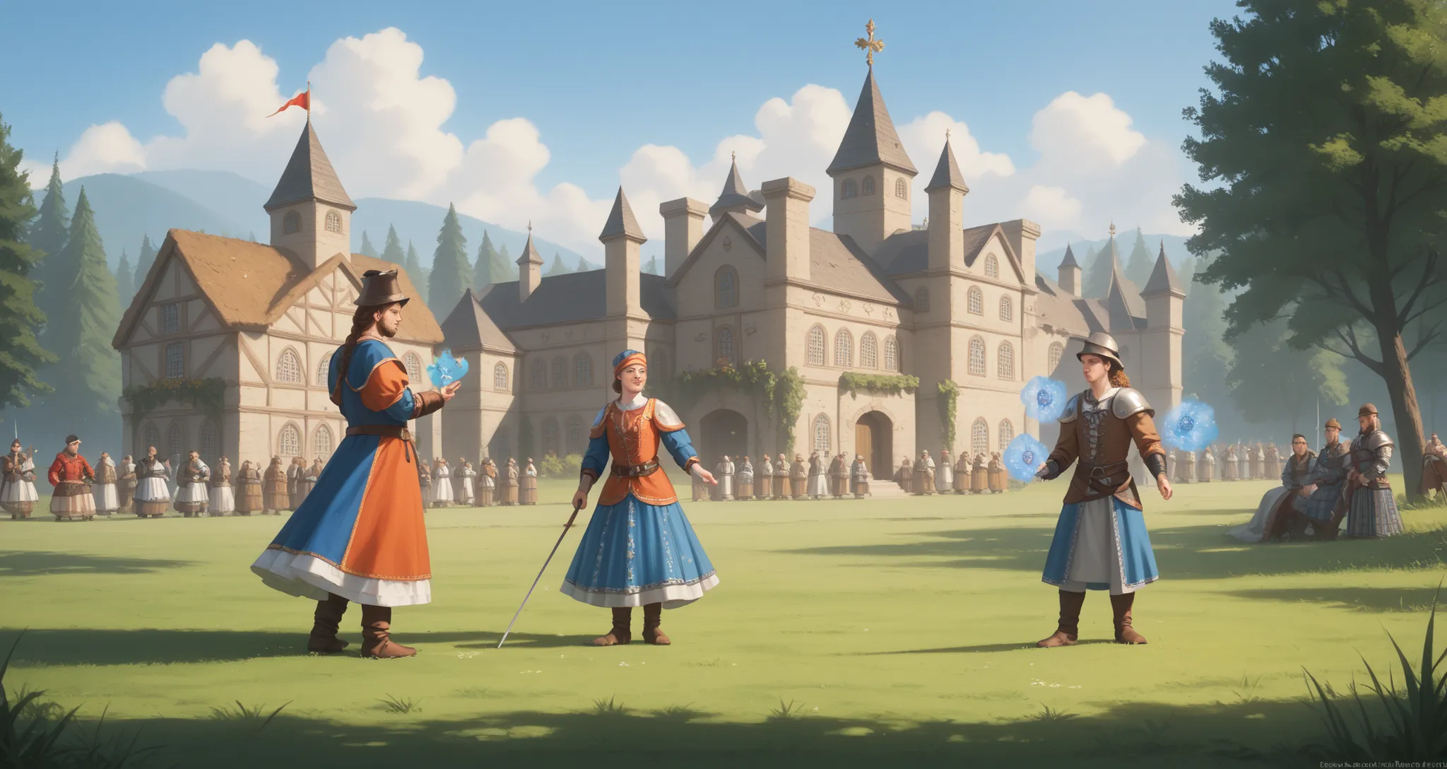 ((masterpiece, best quality, background)), ((((medieval times, battlefield in a wide grassy plain, magic))))