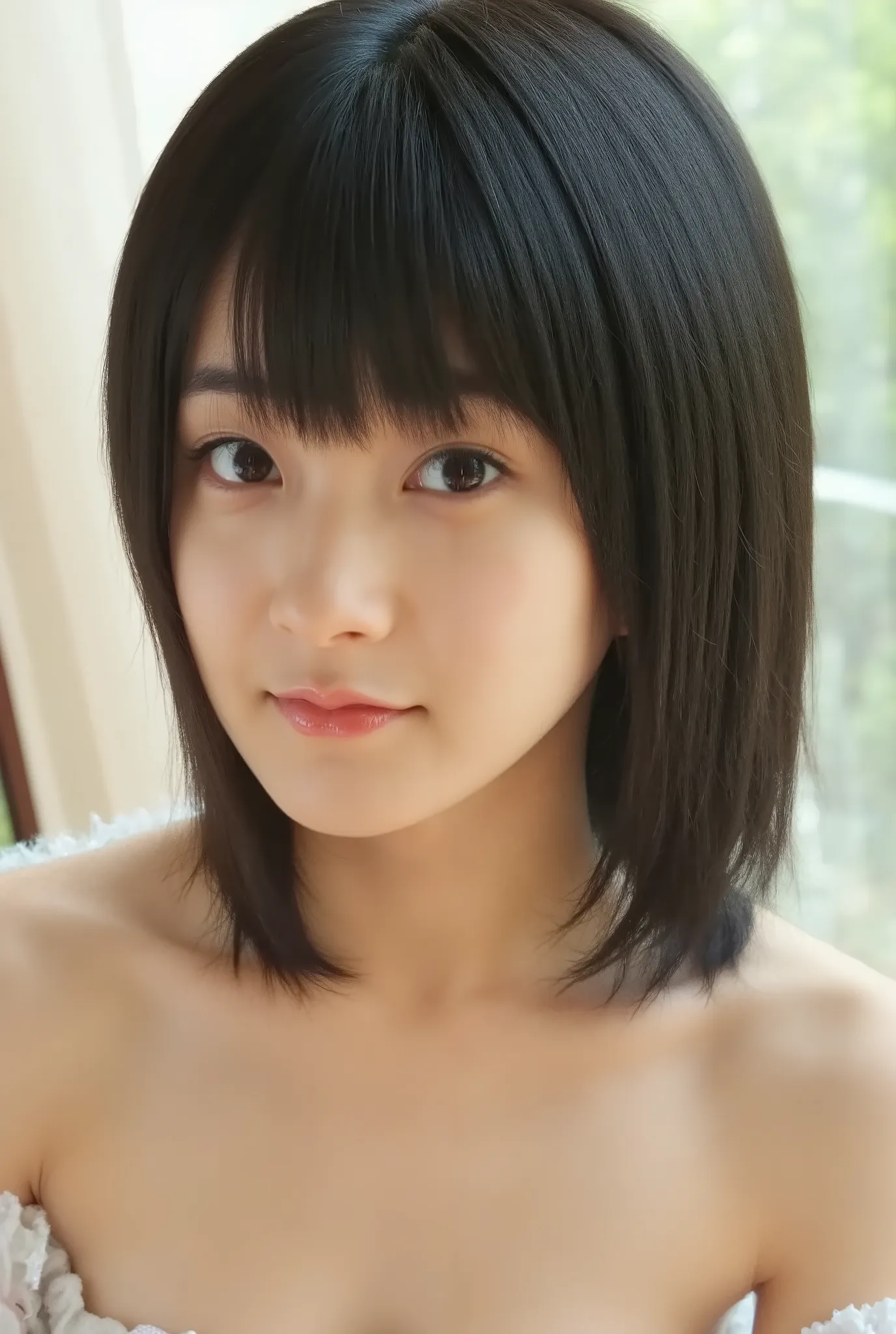 (( Highest Quality )), ((masterpiece)), ( details),     Japanese,   first person view   ,1 girl on break day,     sexy,(  in the bedroom),(((   very big breasts  ,    completely naked,  beautiful breasts, short bob hair))),  black hair  , ((         withou...
