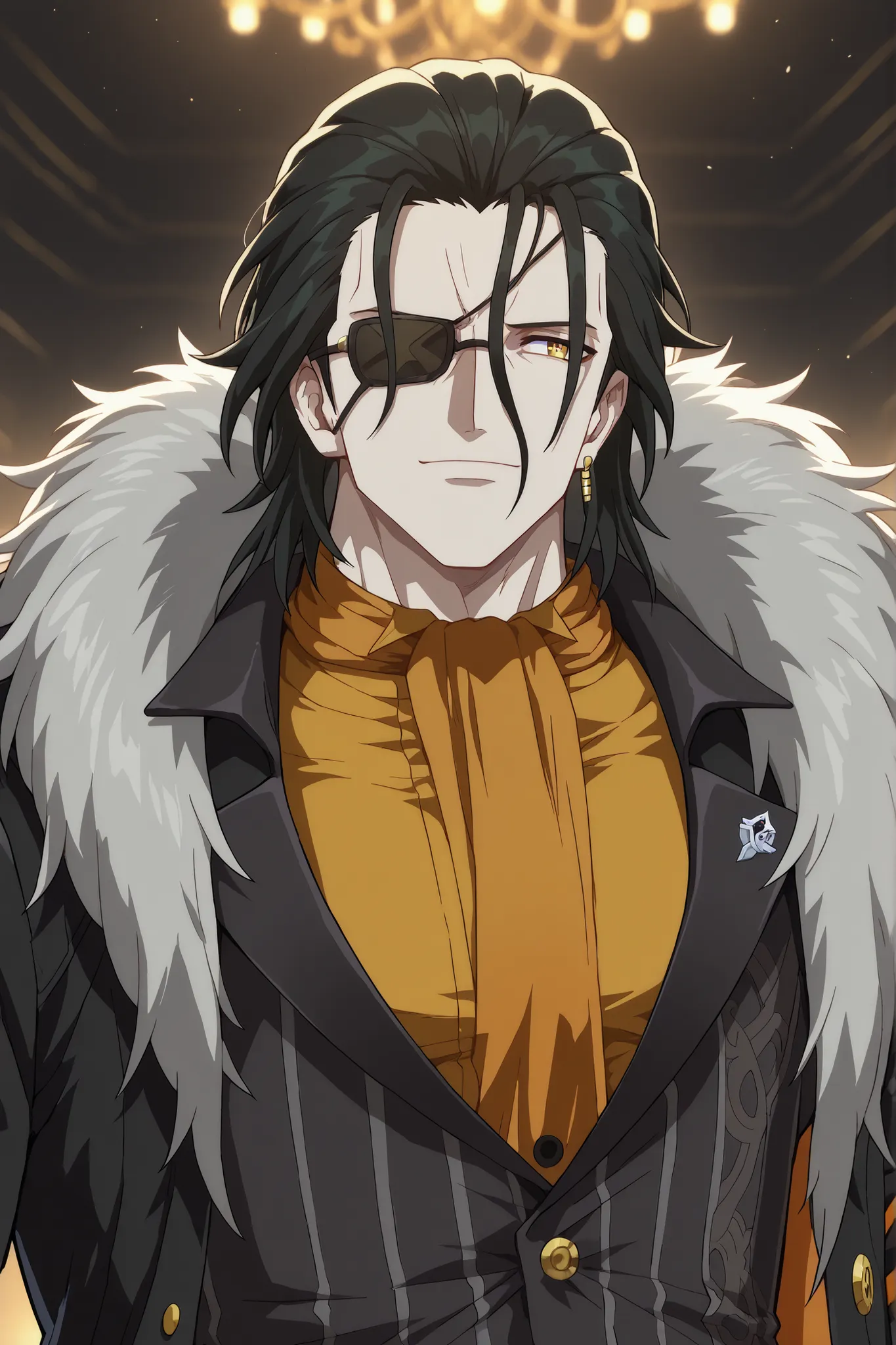 Homem, pirata, Mafia leader, sorriso louco, inspired by Honkai Star Rail