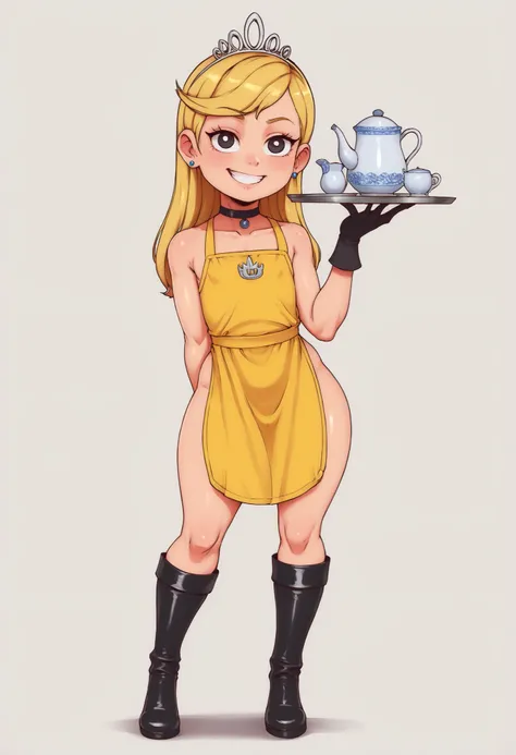 flat breasts. flat chest, skinny, huge hips, looking at viewer, 1o1a, blonde hair, tiara, Black eyes, earrings, necklace, choker. | HDR, 8K, masterpiece, best quality, amazing quality, very aesthetic, ultra-detailed, absurdres, newest, (plebbles:1.2), glov...