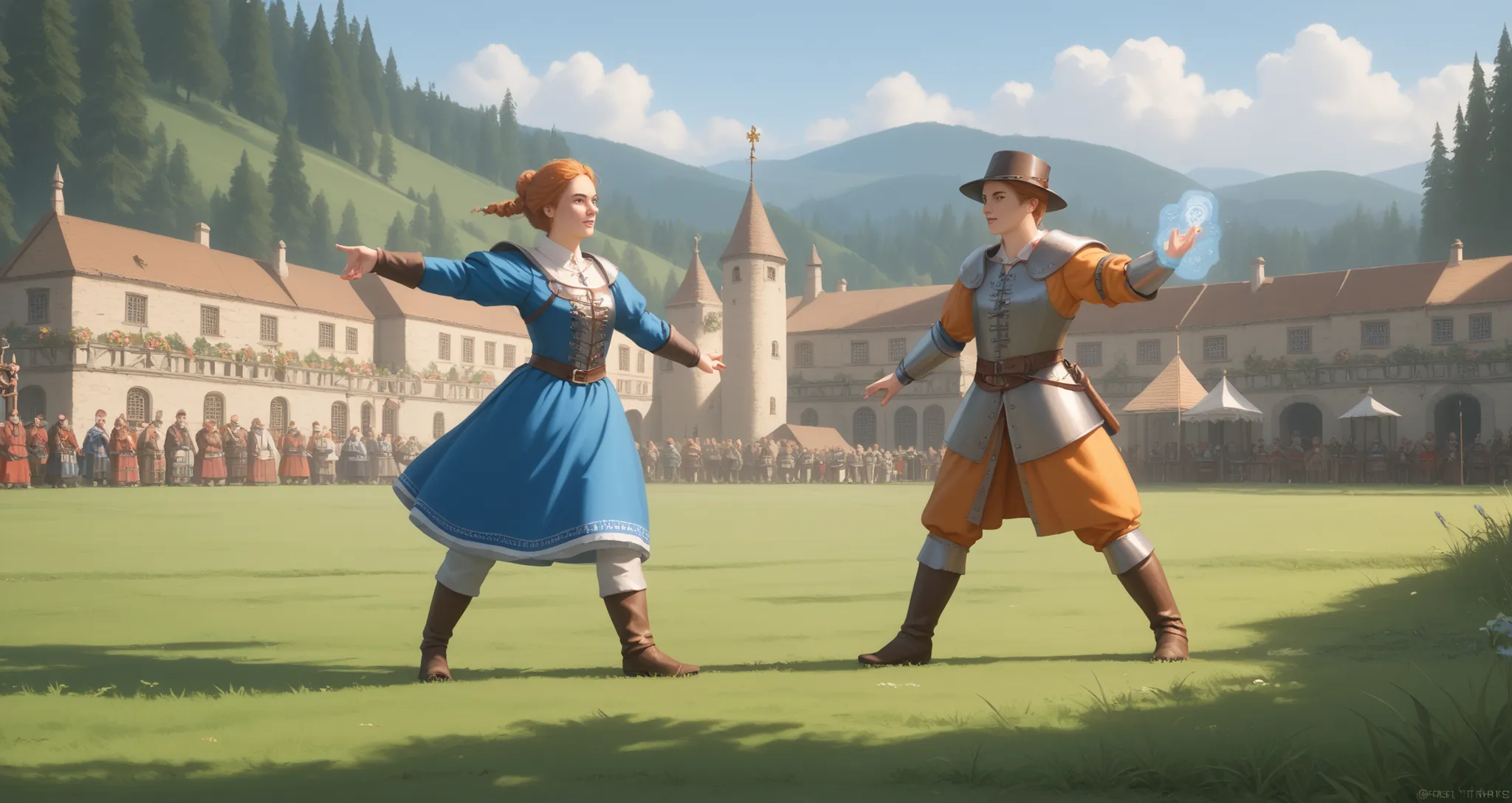 ((masterpiece, best quality, background)), ((((medieval times, battlefield in a wide grassy plain, magic))))