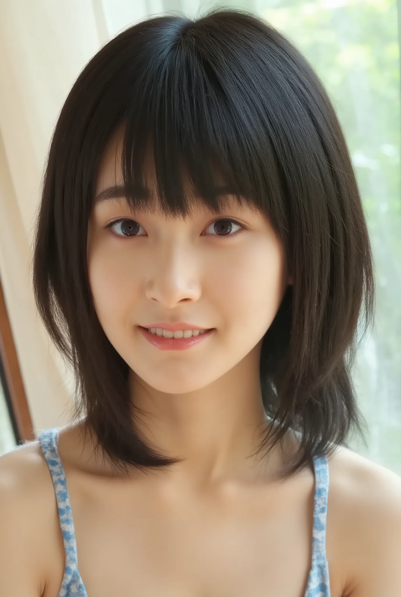 (( Highest Quality,  8K )), ((masterpiece)), ( details),     Japanese,   first person view   ,1 girl on break day, petite woman ,   sexy,(  in the bedroom),(((  petite girl  ,   completely naked,  beautiful breasts, short bob hair))),  black hair  , ((    ...