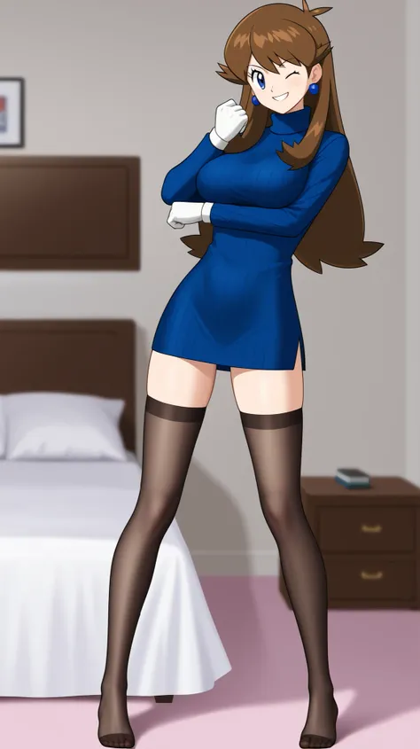 ((Highest Quality)), ((masterpiece)), ((details)), 1girl, two legs, two arms, orange brown hair color, long hair, blue eyes on board, Big Breasts, adult older sister peeling off her blazer, tall, anime coloring book, 1 female, 8, A determined smile, wink, ...