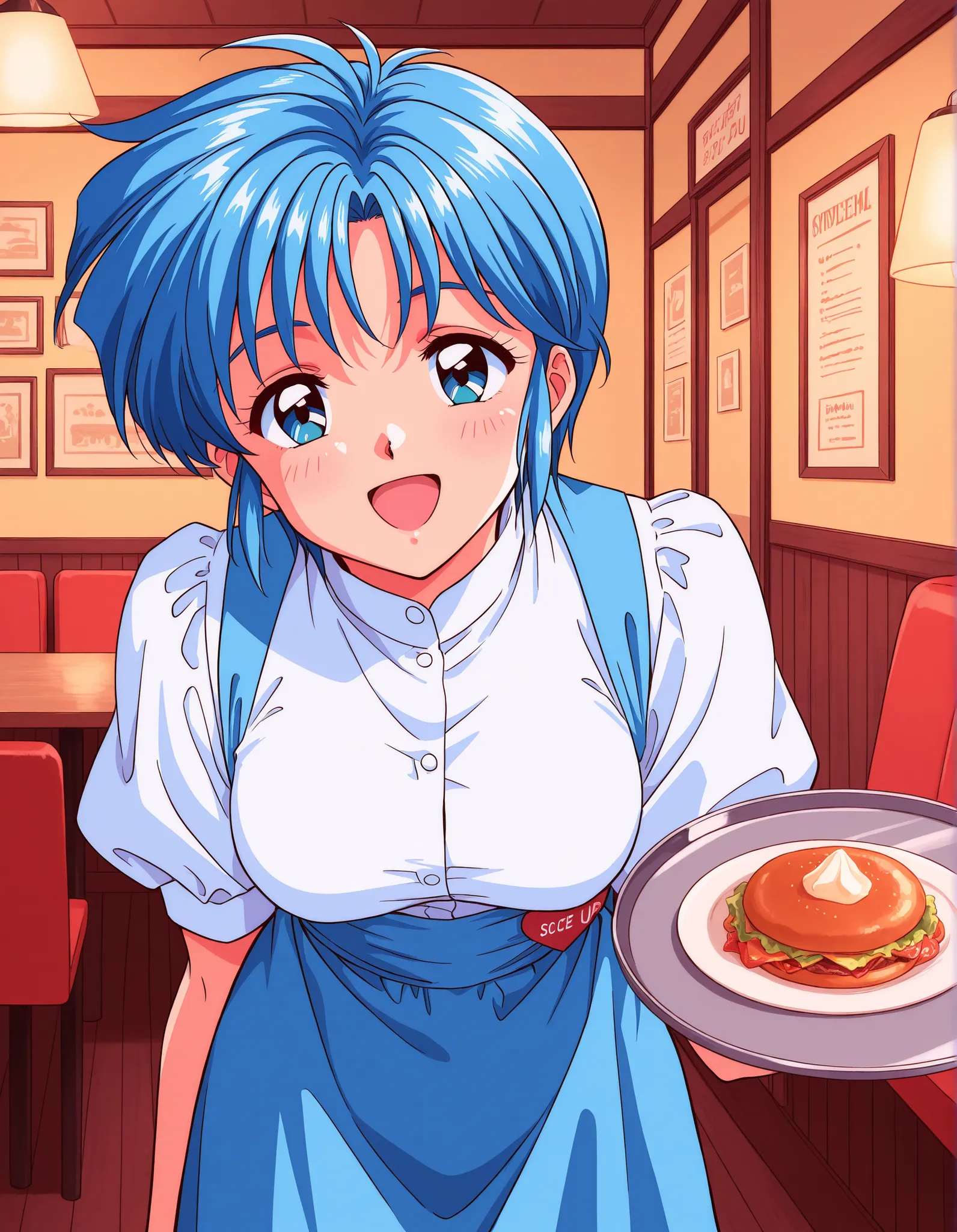 Score_9, score_8_up, score_7_up, source_anime, Nijino_Saki(Tokimeki_Memorial),1girl, solo, blue hair, blue eyes, short hair, bangs, medium breasts, 1990s (style), (best quality), (high quality), {masterpiece}, extremely delicate and beautiful, ultra-detail...