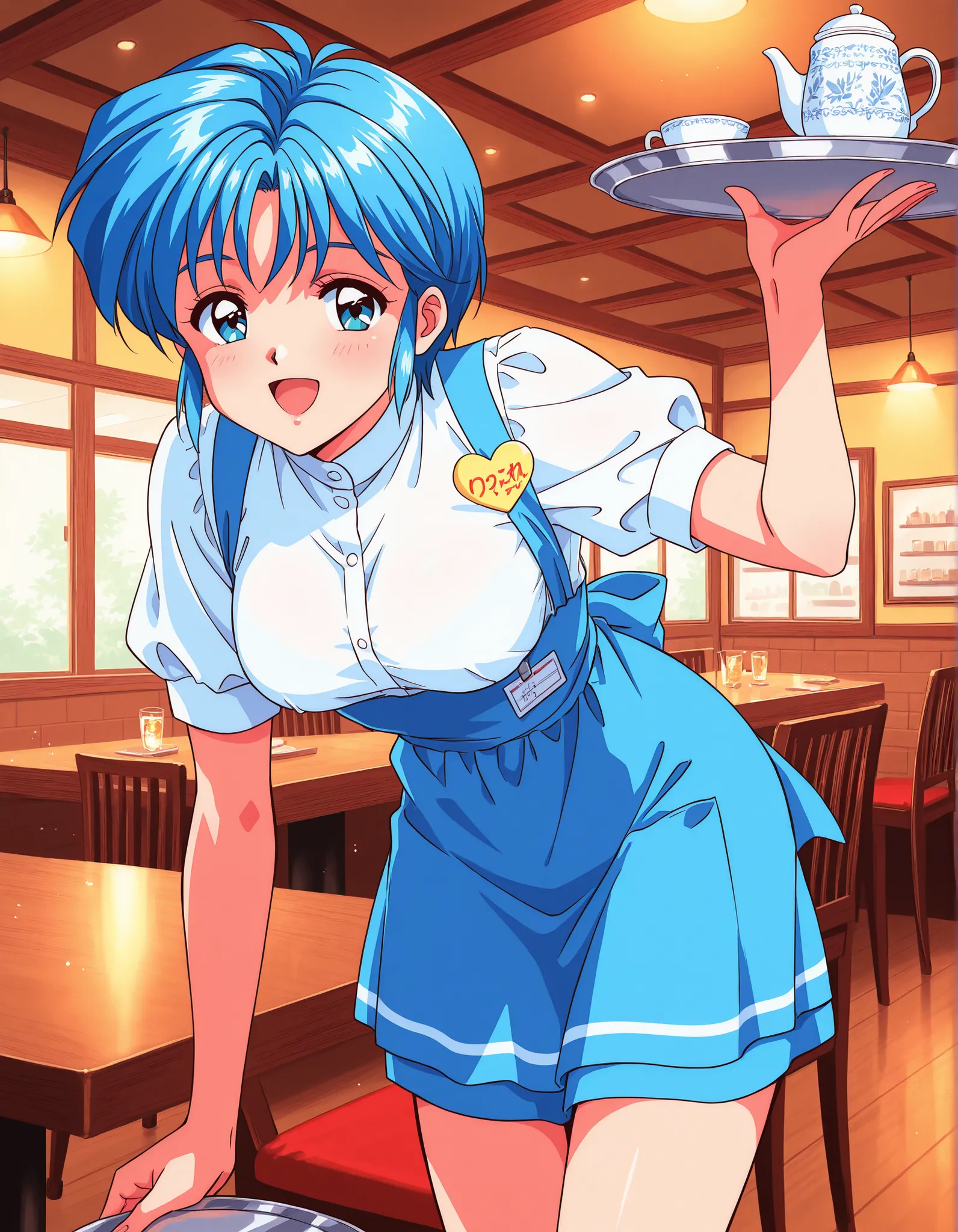 Score_9, score_8_up, score_7_up, source_anime, Nijino_Saki(Tokimeki_Memorial),1girl, solo, blue hair, blue eyes, short hair, bangs, medium breasts, 1990s (style), (best quality), (high quality), {masterpiece}, extremely delicate and beautiful, ultra-detail...
