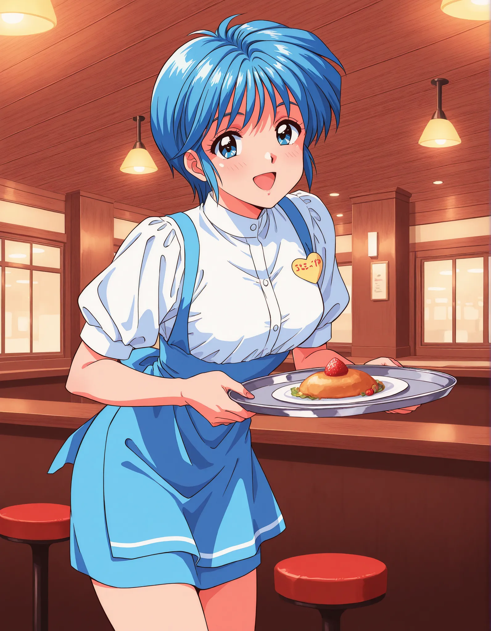 Score_9, score_8_up, score_7_up, source_anime, Nijino_Saki(Tokimeki_Memorial),1girl, solo, blue hair, blue eyes, short hair, bangs, medium breasts, 1990s (style), (best quality), (high quality), {masterpiece}, extremely delicate and beautiful, ultra-detail...