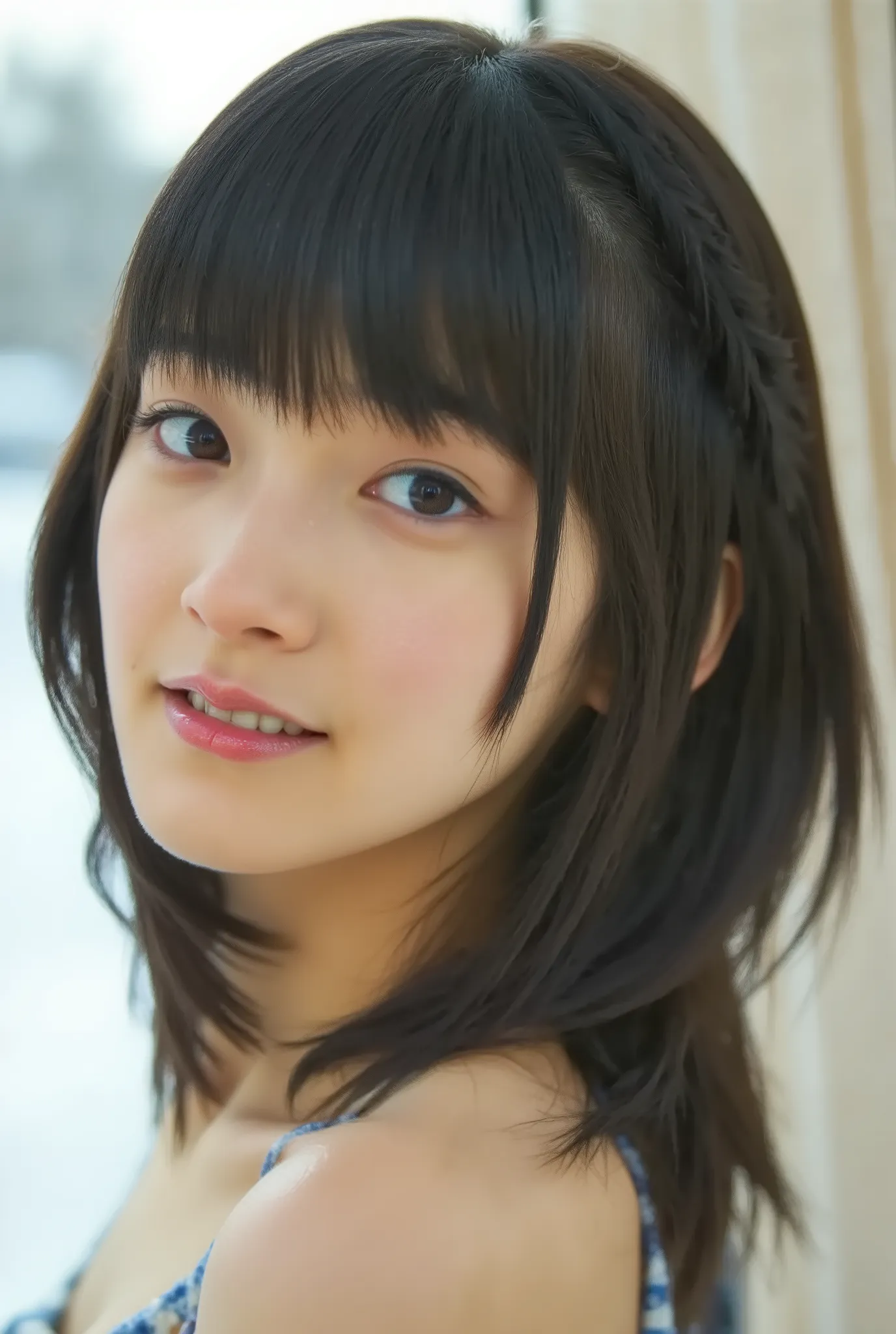 (( Highest Quality,  8K )), ((masterpiece)), ( details),     Japanese Girl,   ,1 girl , sexy,(  in the bedroom),(((    abnormally large breasts   ,   completely naked,  beautiful breasts, short bob hair))),  black hair  , ((        without makeup,  small e...
