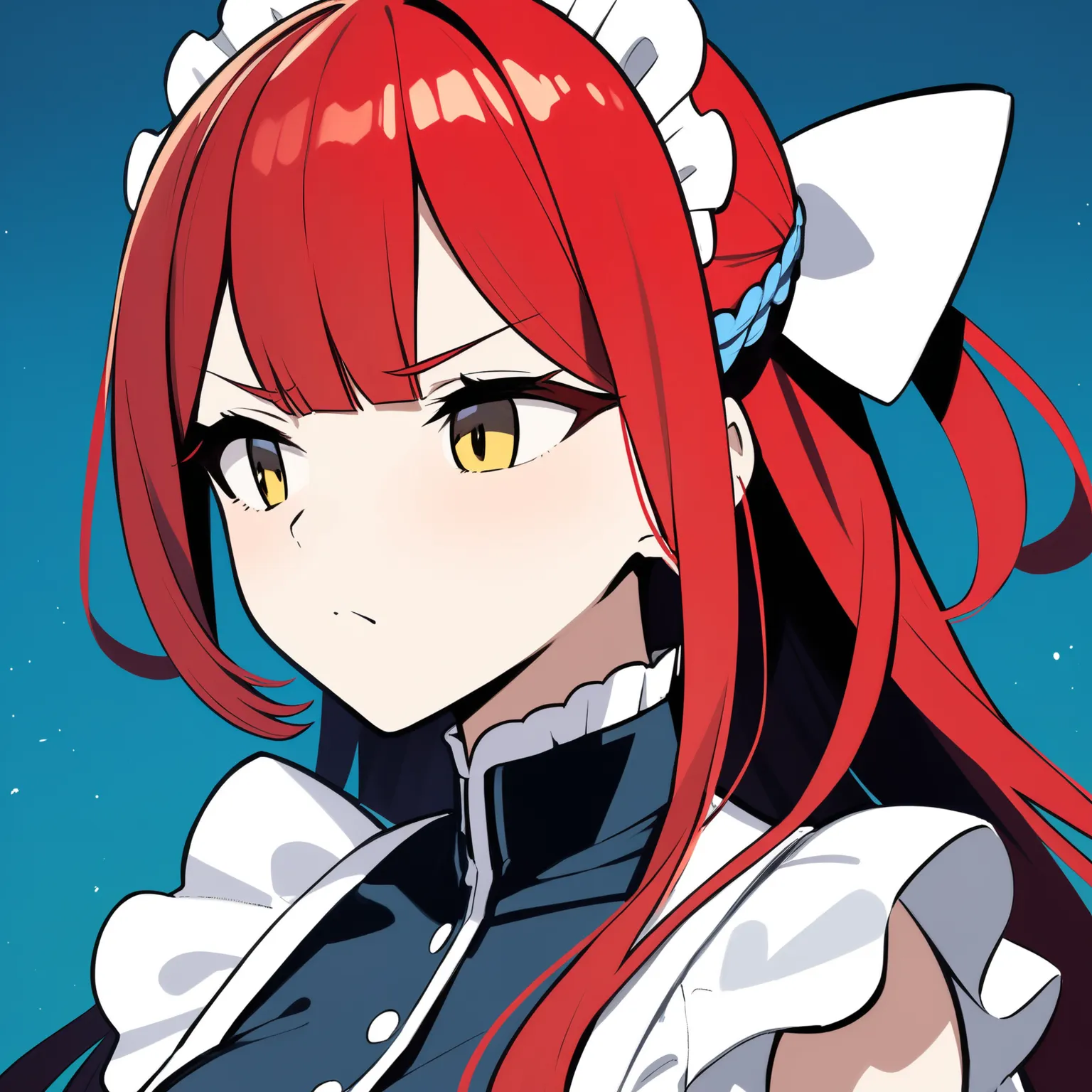 Beautiful Girls　maid　red hair　long hair　Wave Hair　sulk　looks away