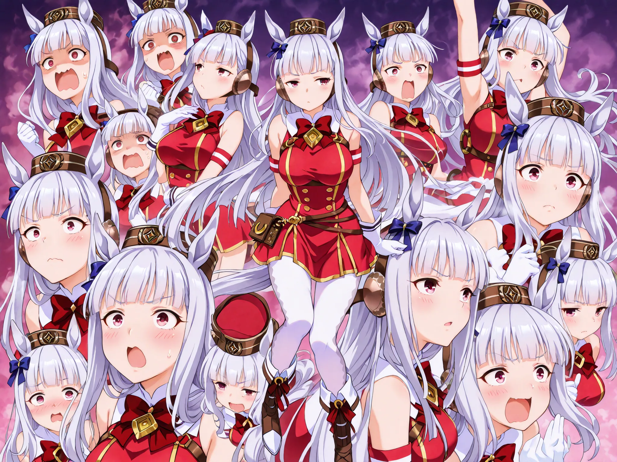 masterpiece、gold ship(Uma Musume)、High Quality、4K、1 girl, bright red flushed face, steam rising from their head, and swirling spiral eyes, showing extreme embarrassment or confusion, vibrant colors, exaggerated expressions, anime art style
, blush、しゃがむ, Lo...