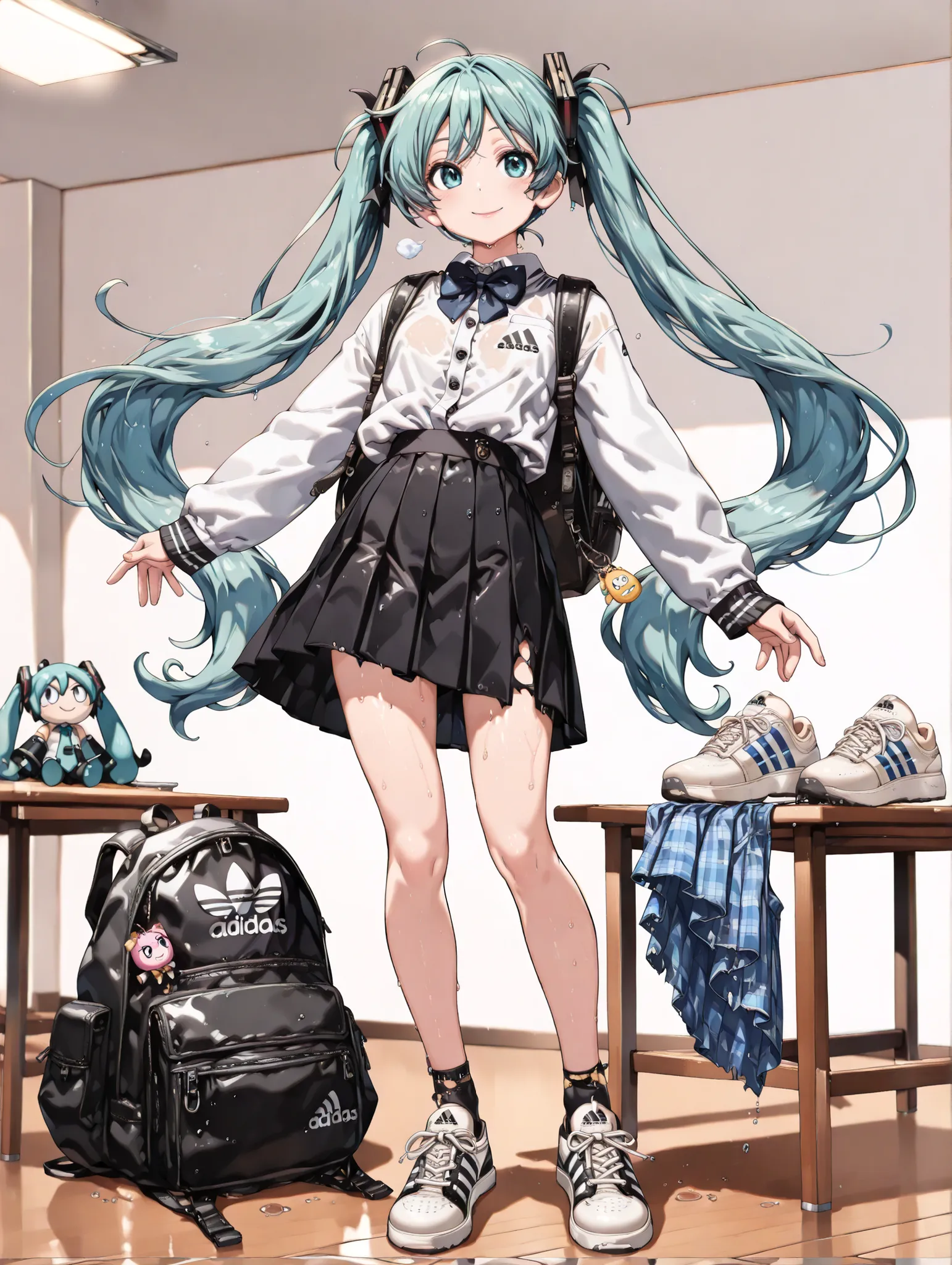 (masterpiece、最high quality、最high quality、Official Art、beautiful beautiful:1.2)、(1 girl on break day:1.3)Hatsune Miku、beautiful胸、light green twin tail、very detailed from below si, high quality, masterpiece,, (one girl) beautiful, Motion Trail, MotionTrail, ...