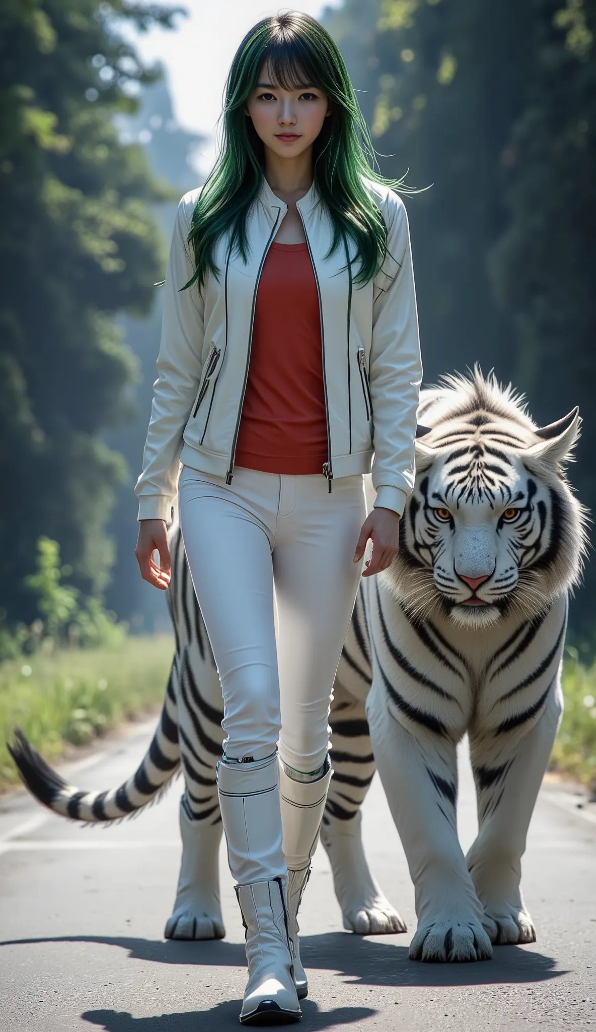Masterpiece, 8K, Best Quality, Intricate Details, Ultra Details, Ultra High Resolution, ((Make-up: 0.4)), ((Feathery Black Eyes: 1.21)), ((Full Body)), full body portrait, ((Long Shot)), ((Muscles: 1.1)), ((Daytime: 1.3)), ((Woman: 1.2)), Standing, HDR, Ul...