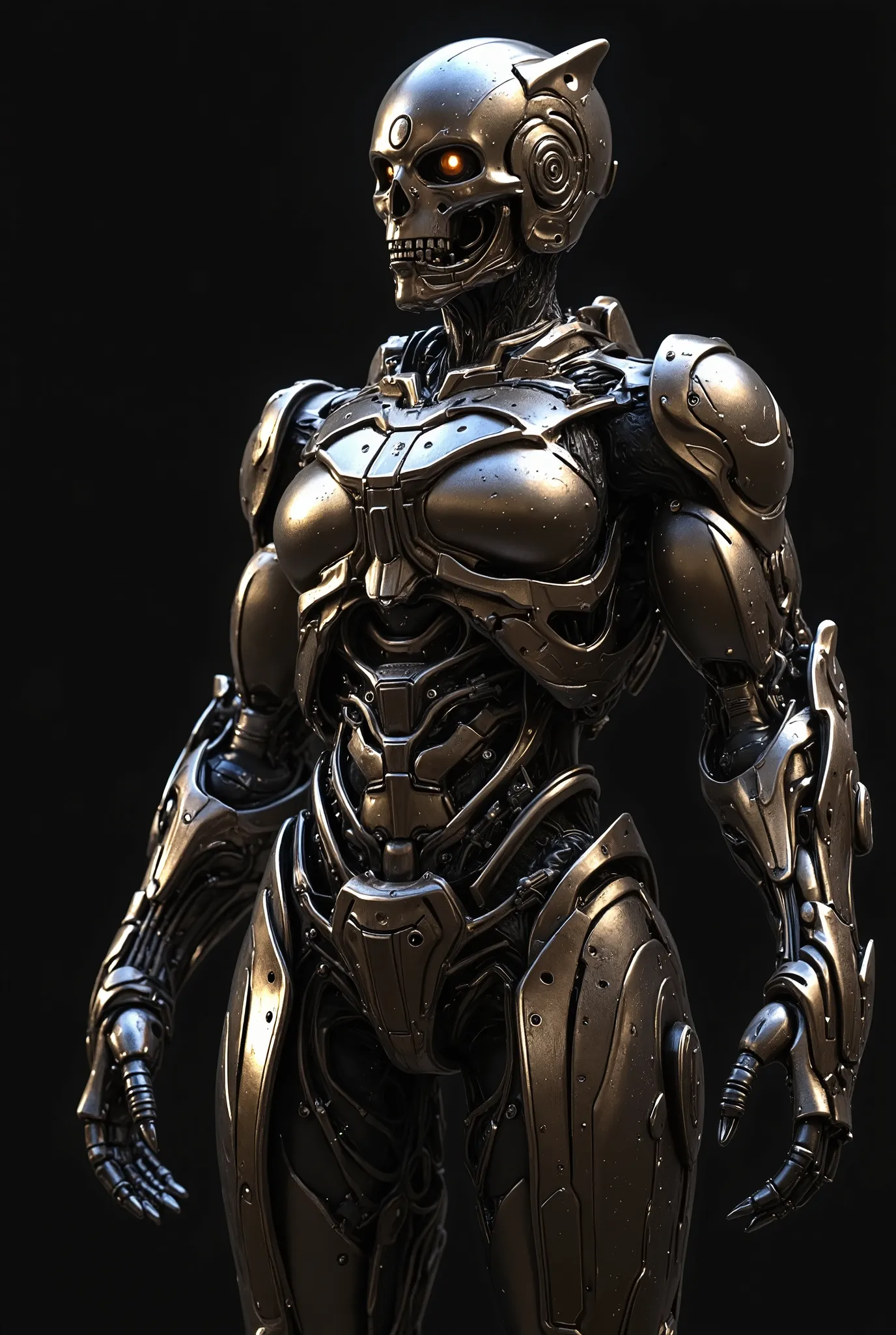 Female Sexy Robo, Female Curvy Armored Suit, Missile Pod on the Chest, Highly detailed mech, Beautiful Female Robot, battle pose, Complex Mechanical Armor, Shining Metal Texture, Precise Machine Parts, Electronic Circuitry and Wiring, Powerful Expression, ...