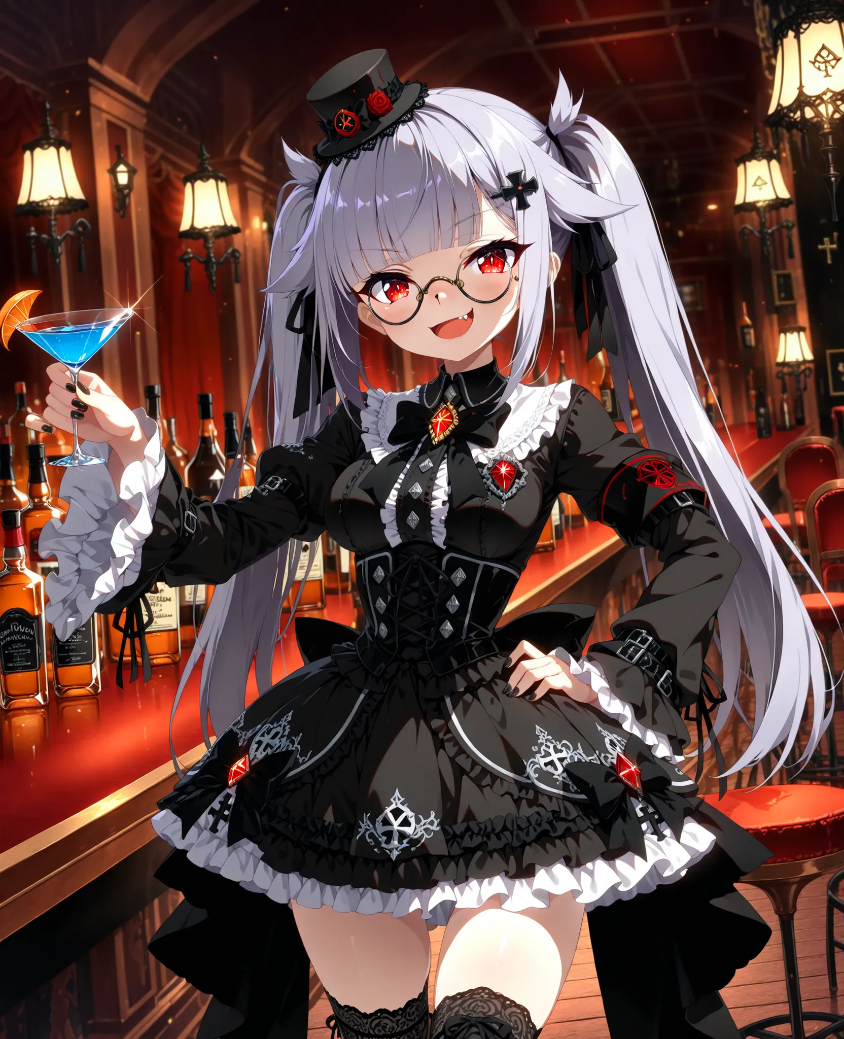 ((Exquisite Quality, masterpiece, best quality, ultra-detailed, vibrant colors, in 8K resolution, detailed illustration, rich contrast, best lighting, sharp focus, (EyesHD:1.3))). BREAK, ((Anime-style cute gothic girl with (silky light purple hair:1.3) sty...