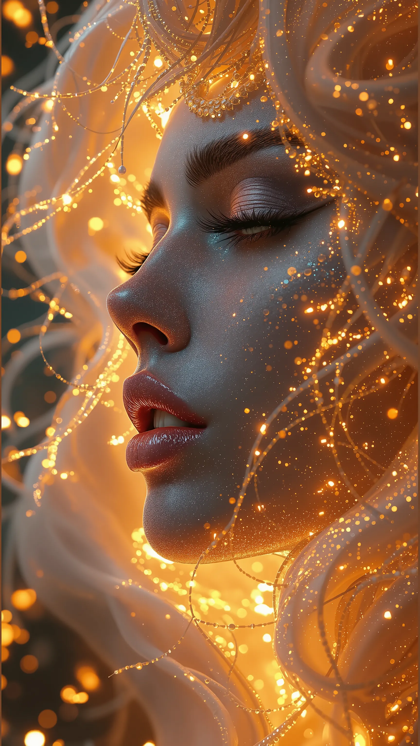 ultra detailed artistic photography, midnight aura, night sky, detailed gorgeous face, dreamy, glowing, backlit, glamour, glimmer, shadows, oil on canvas, brush strokes, smooth, ultra high definition, 8k, unreal engine 5, ultra sharp focus, art by alberto ...