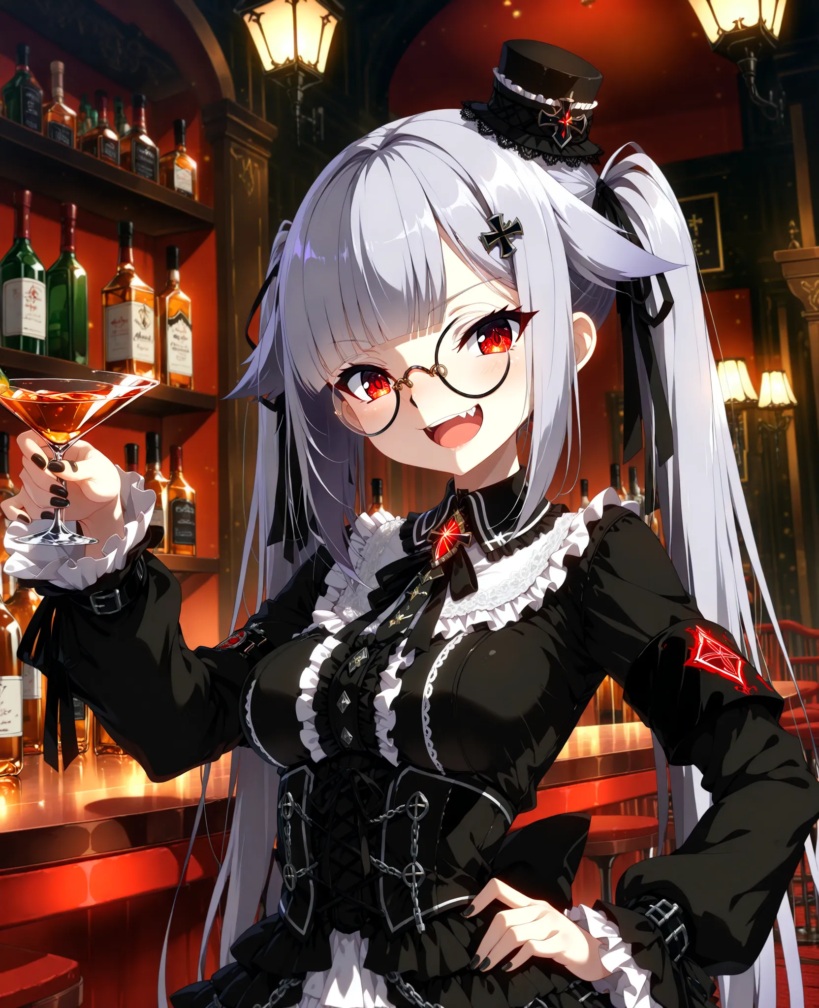((Exquisite Quality, masterpiece, best quality, ultra-detailed, vibrant colors, in 8K resolution, detailed illustration, rich contrast, best lighting, sharp focus, (EyesHD:1.3))). BREAK, ((Anime-style cute gothic girl with (silky light purple hair:1.3) sty...