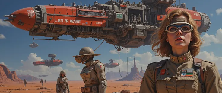  epic oil painting  , 16 thousand.,  artistic masterpiece  ,   correct gravity   ,  science fiction  , 10,    000 years of the Galactic Republic    , ,   is a very futuristic landscape with fantastic combat vehicles and mechanisms  , } Second Galactic War ...