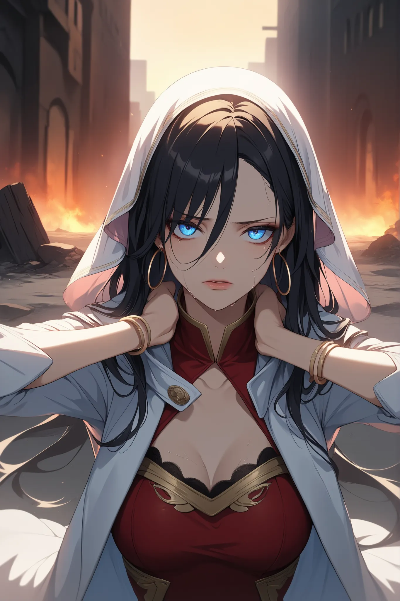 ((masterpiece)), ((extreme quality)), ((RAW 8K)), ((photorealistic anime style)), ((studio-grade cinematic lighting)), ((hyper-detailed skin texture)), ((natural warm tones)), ((extreme eye detail)), medium shot from waist up,

Boa Hancock from One Piece, ...