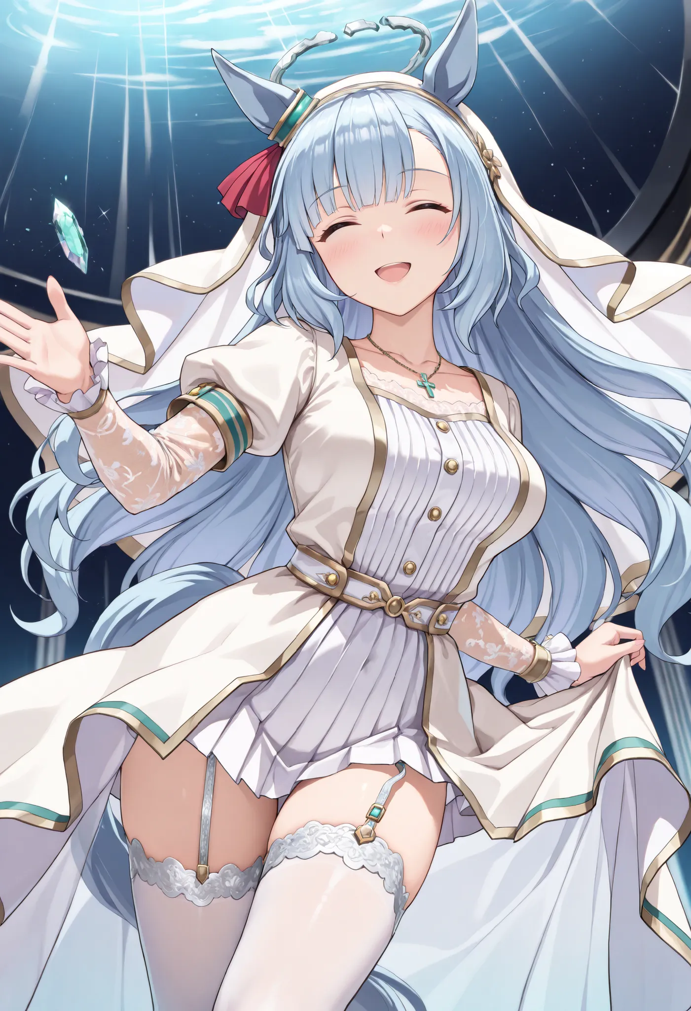 (masterpiece, best quality, perfect face:1.4), wide angle, mejiro ardan \(umamusume\), 1girl, ear ornament, horse ears, horse tail, tail on the lower back, proportional body, proportional, beautiful hair, beautiful face, beautiful detailed eyes, beautiful ...
