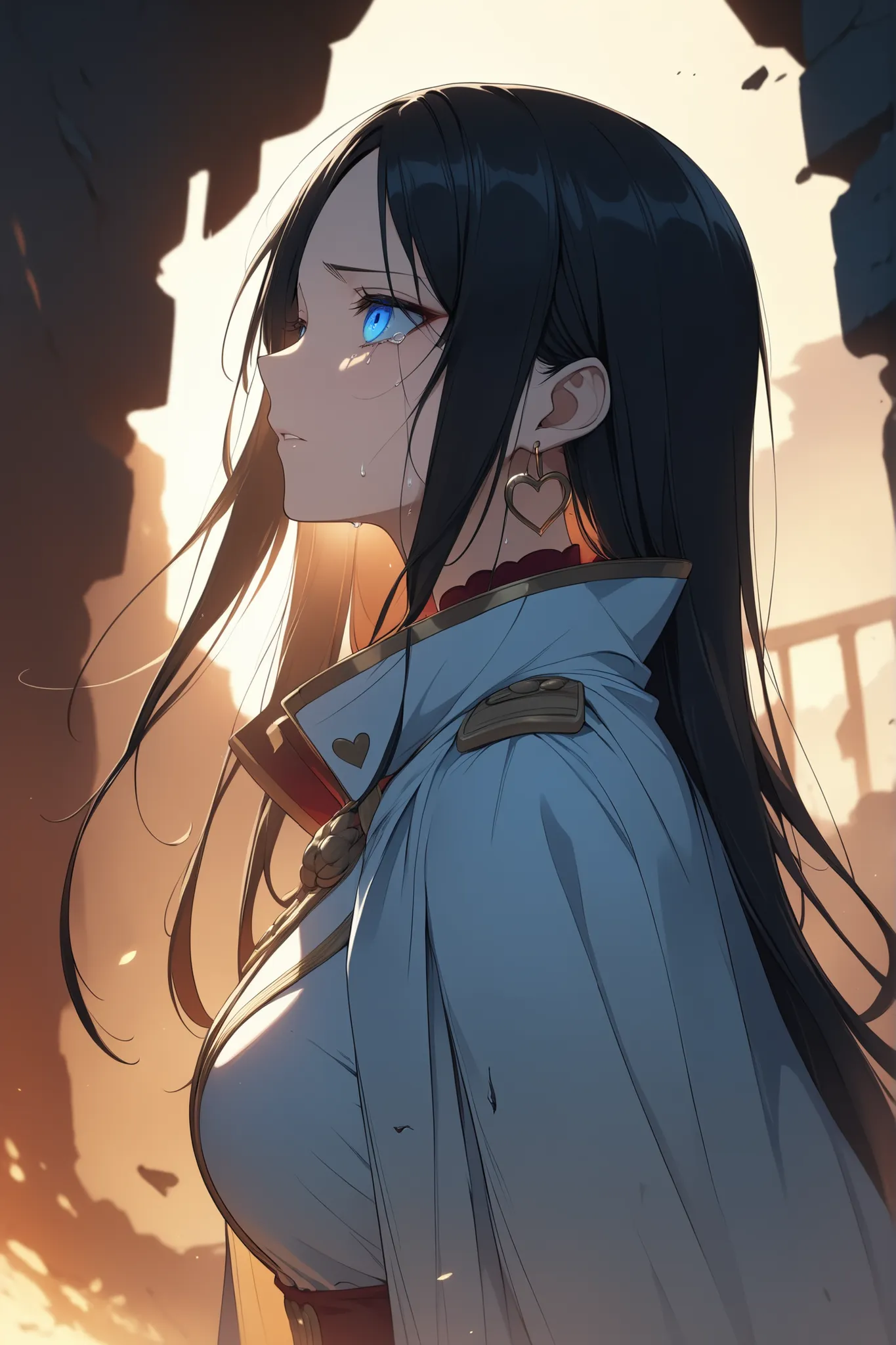 ((masterpiece)), ((RAW 8K)), ((extreme quality)), ((photorealistic anime style)), ((hyper-detailed skin texture)), ((natural warm tones)), ((studio-grade dramatic lighting)), ((extreme eye detail)),

side profile of Boa Hancock from One Piece, portrayed in...