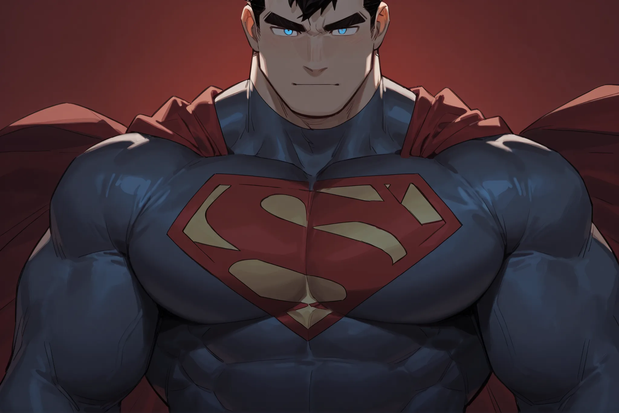 Masterpiece, Best Quality,(Muscular male dark superman wear dark superman costume)