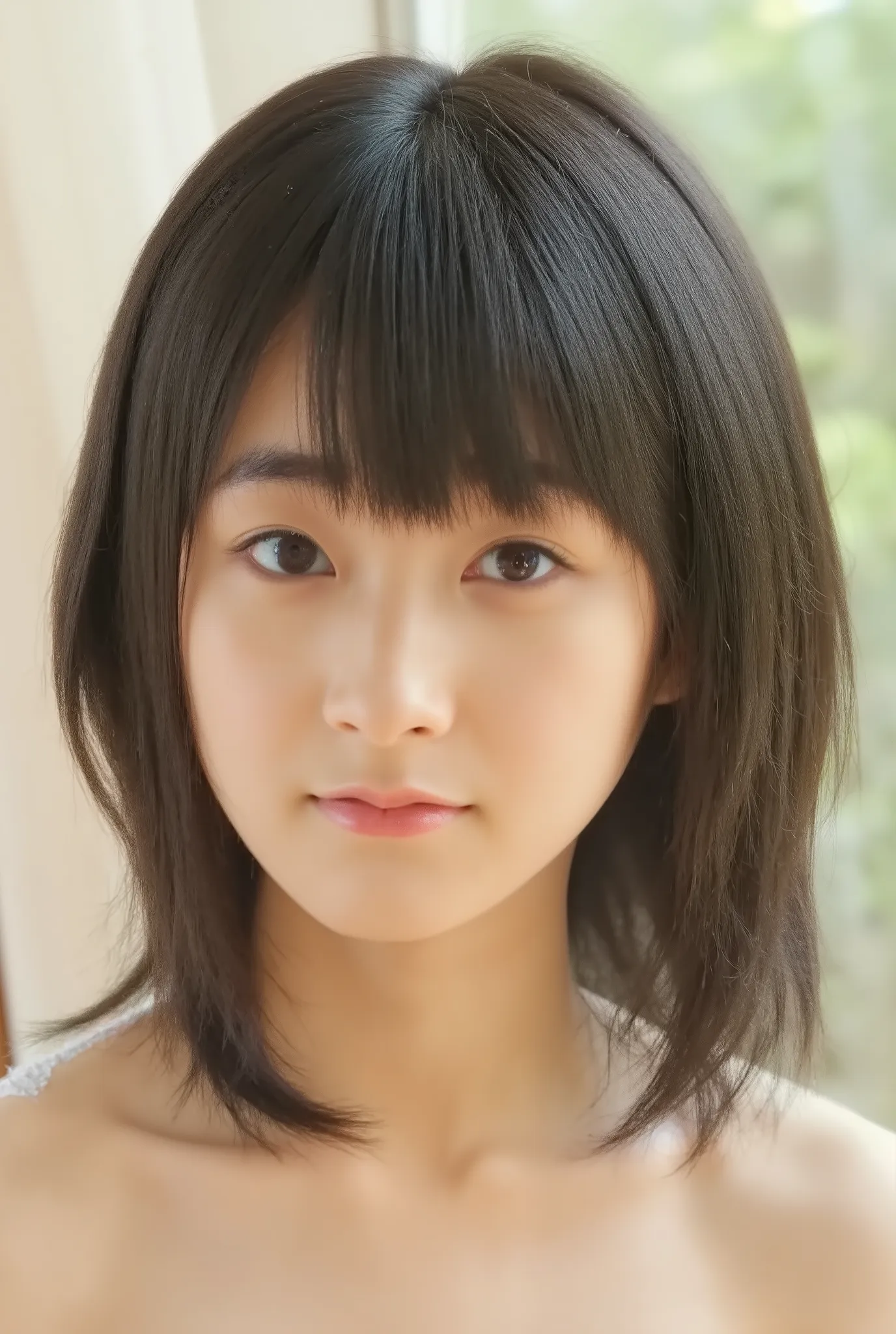 (( Highest Quality,  8K )), ((masterpiece)), ( details),     Japanese Girl,   ,1 girl , sexy,(  in the bedroom),(((    abnormally large breasts   ,   completely naked,  beautiful breasts, short bob hair))),  black hair  , ((        without makeup,  small e...