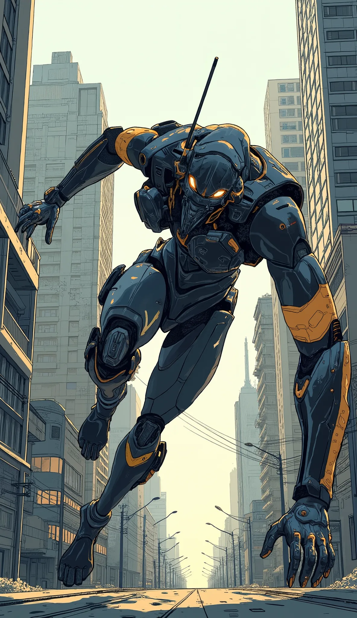Aerial photo、7-EVA 01 gloss surface finish、 slimフィット、huge、Hunchback、masterpiece、Downtown、Sprint、Track and field athlete action、dynamic composition、dynamic action、 Highest Quality 、Highest Quality 、 Best Picture Quality 、 Thematic depth 、 slim
