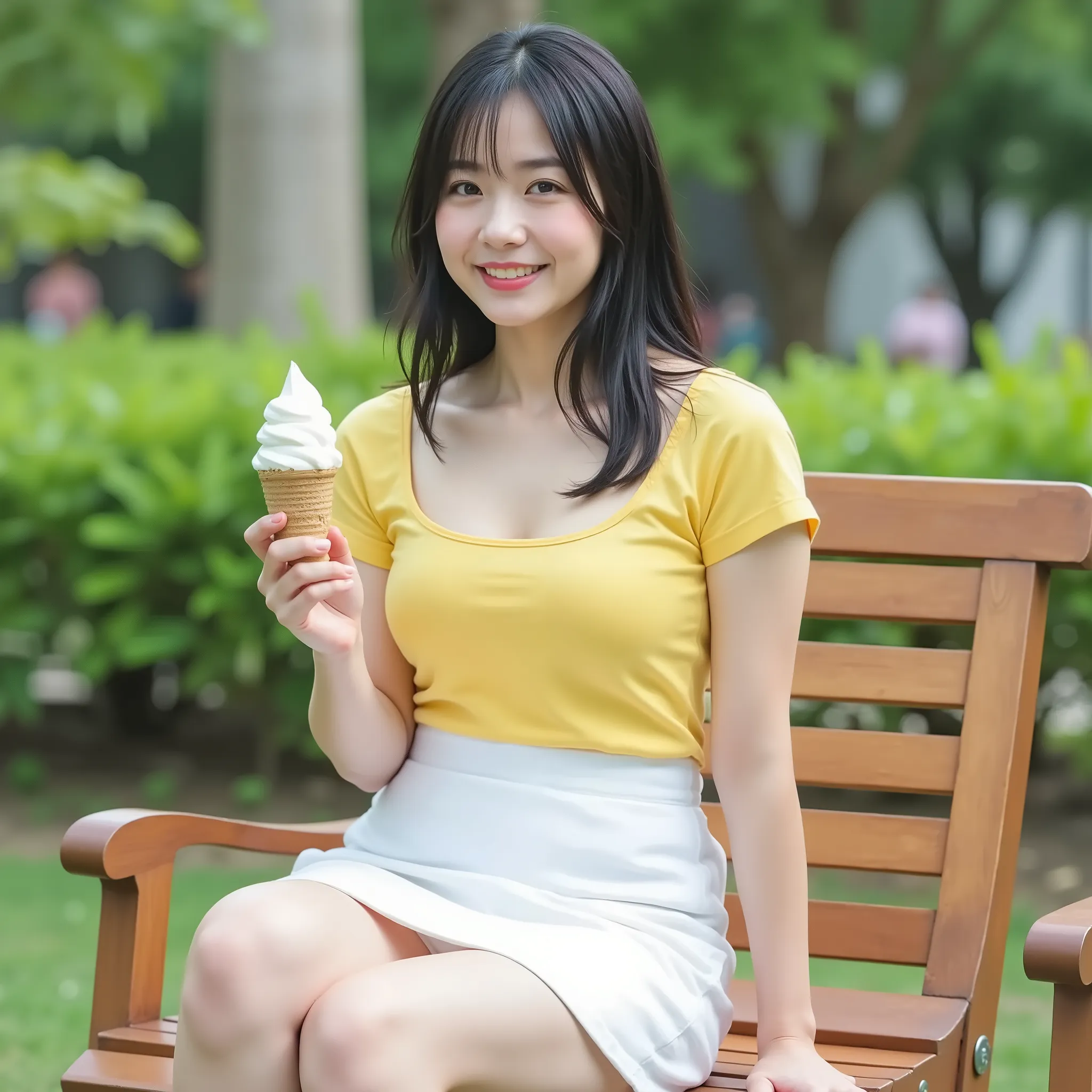 『1 Japanese girl:1.3』『real photo:1.3』Highest Quality:1.aggy big breasts、 narrow waist :1.9))、with a slight cleavage、((40 year old woman))、beautiful shape with black belly、unadorned『歯を見せてis laughing:1.9』、(((is anatomically correct、perfect anatomy、is anatomi...