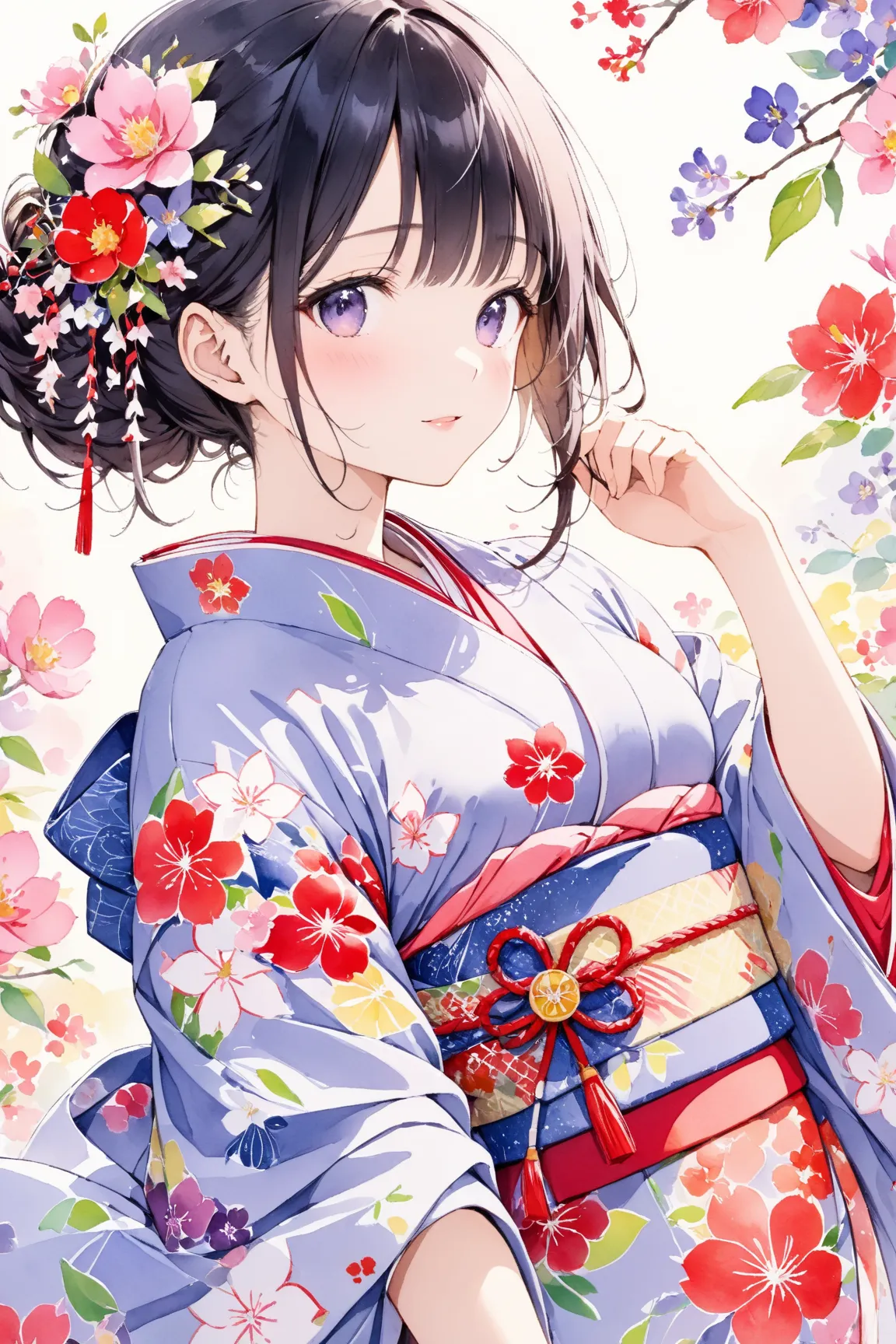 Kimono-only illustrations、Watercolor