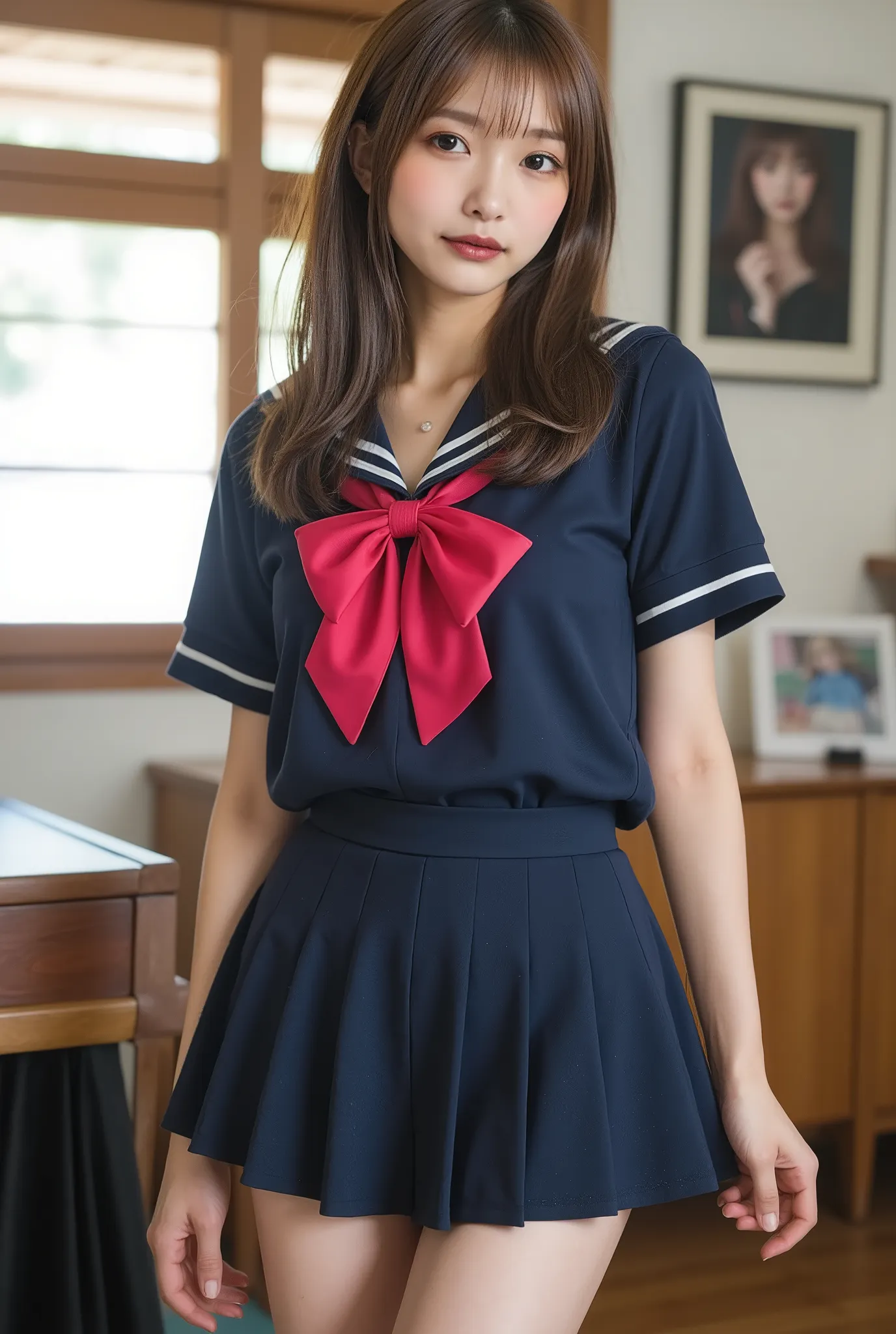 perfect composition, proper placement in office clothes, golden ratio, masterpiece, best quality, high image quality , one Japanese woman, beautiful Japanese woman shining in the moonlight , standing:1.331, 1 girl fluttering like:1.331, anatomicall...