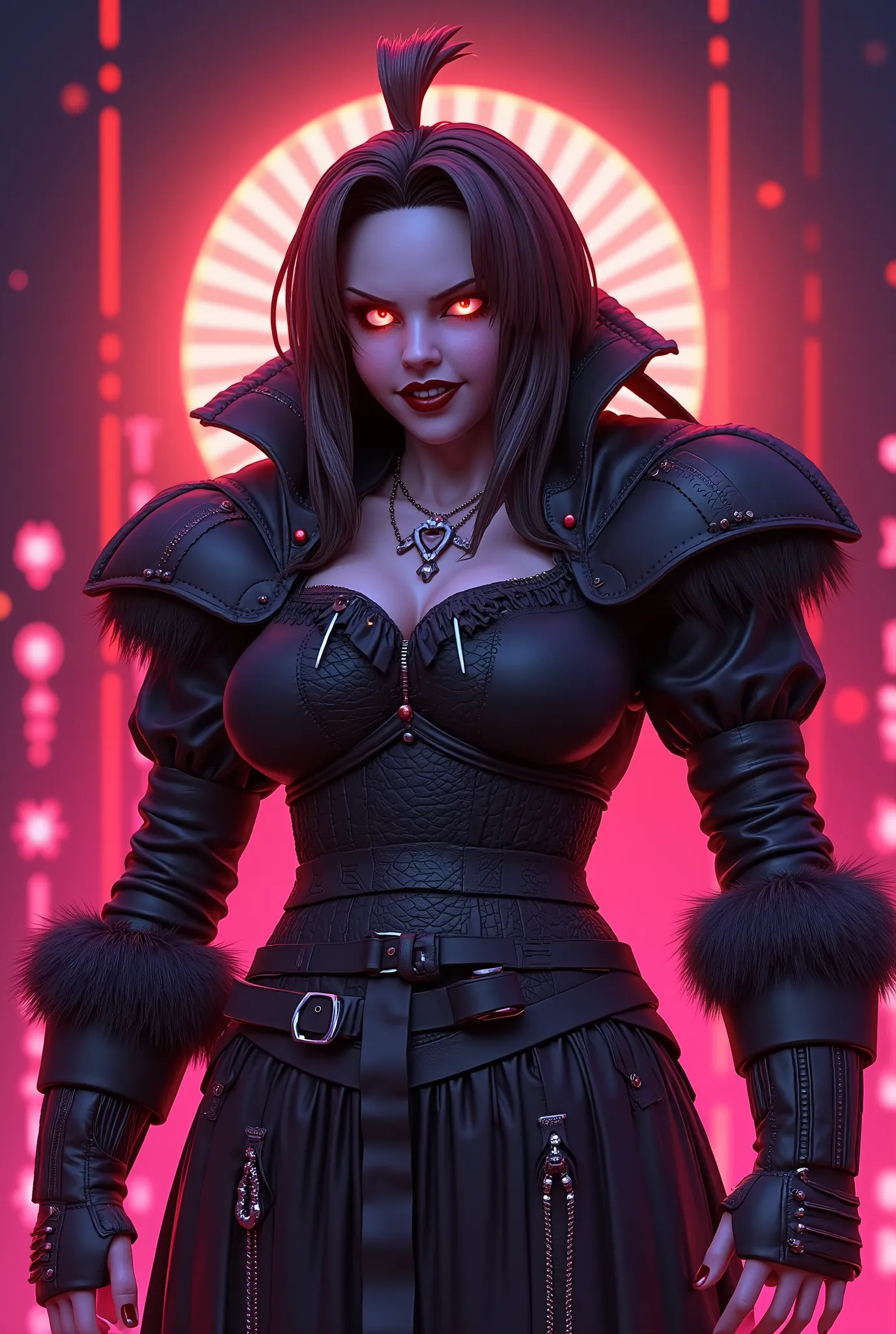 villain with a vicious look and anime background, Klasse, Check_9, Klasse, Check_8_up, Klasse, Check_7_up, Klasse, Check_6_up, Klasse, Check_5_up, Klasse, Check_4_up, 3D, (Meisterwerk), leprechaun girl, In leather armor , fur lamellar armor, contains the h...