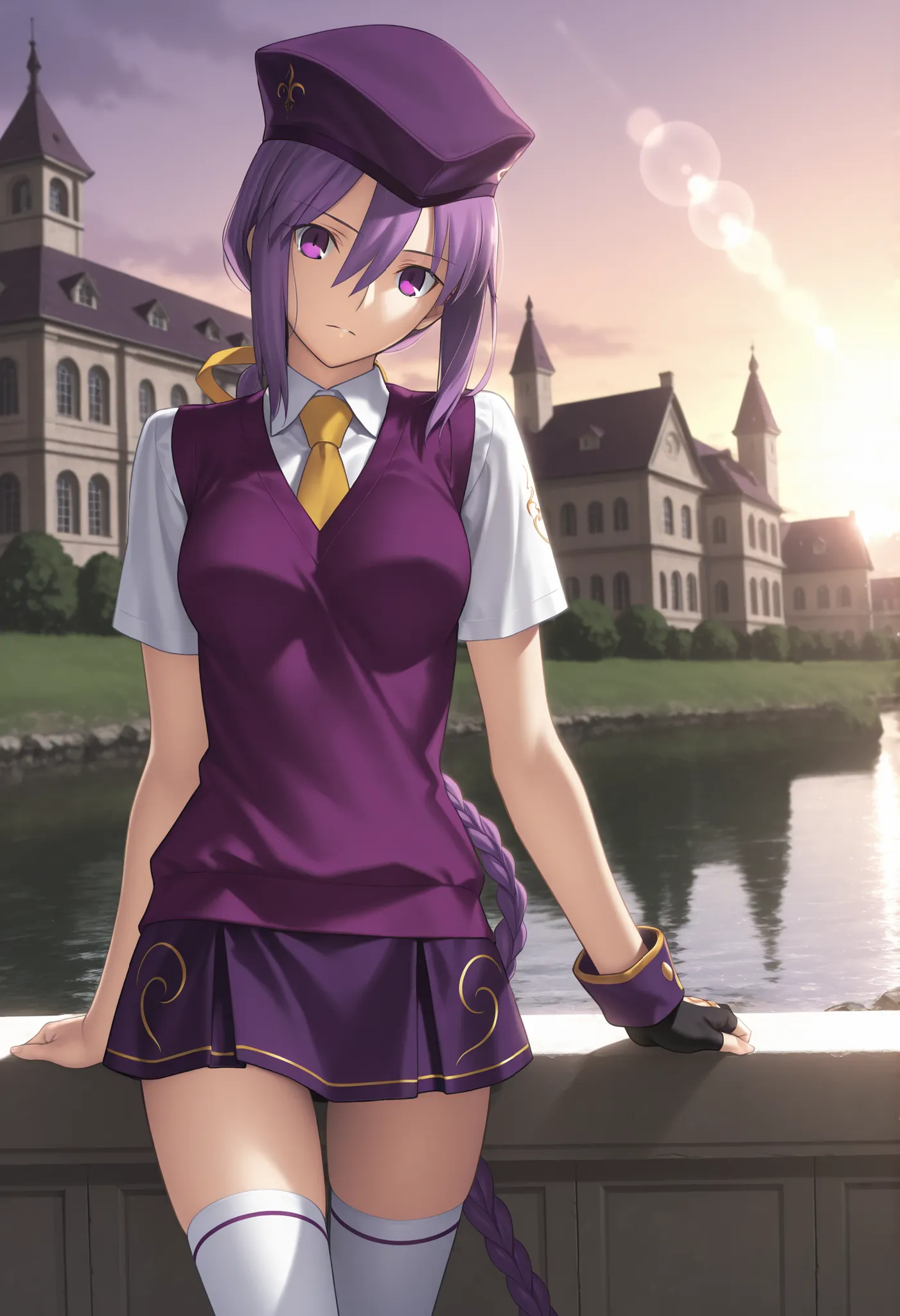 masterpiece, , absurdres, highres, detailed background, high resolution, masterpiece, necessary, detail, best quality, quality, necessary, details, High details, Precise, dark, outdoors, (mansion, ,river), lens flare, blurry background, ,                  ...