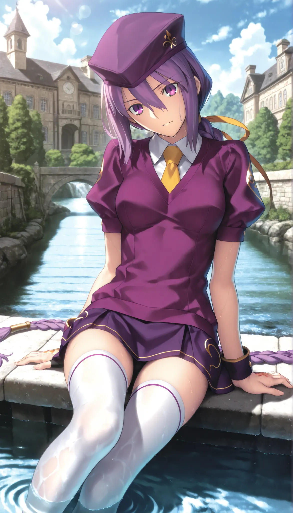 masterpiece, , absurdres, highres, detailed background, high resolution, masterpiece, necessary, detail, best quality, quality, necessary, details, High details, Precise, dark, outdoors, (mansion, ,river), lens flare, blurry background, (in water) ,       ...
