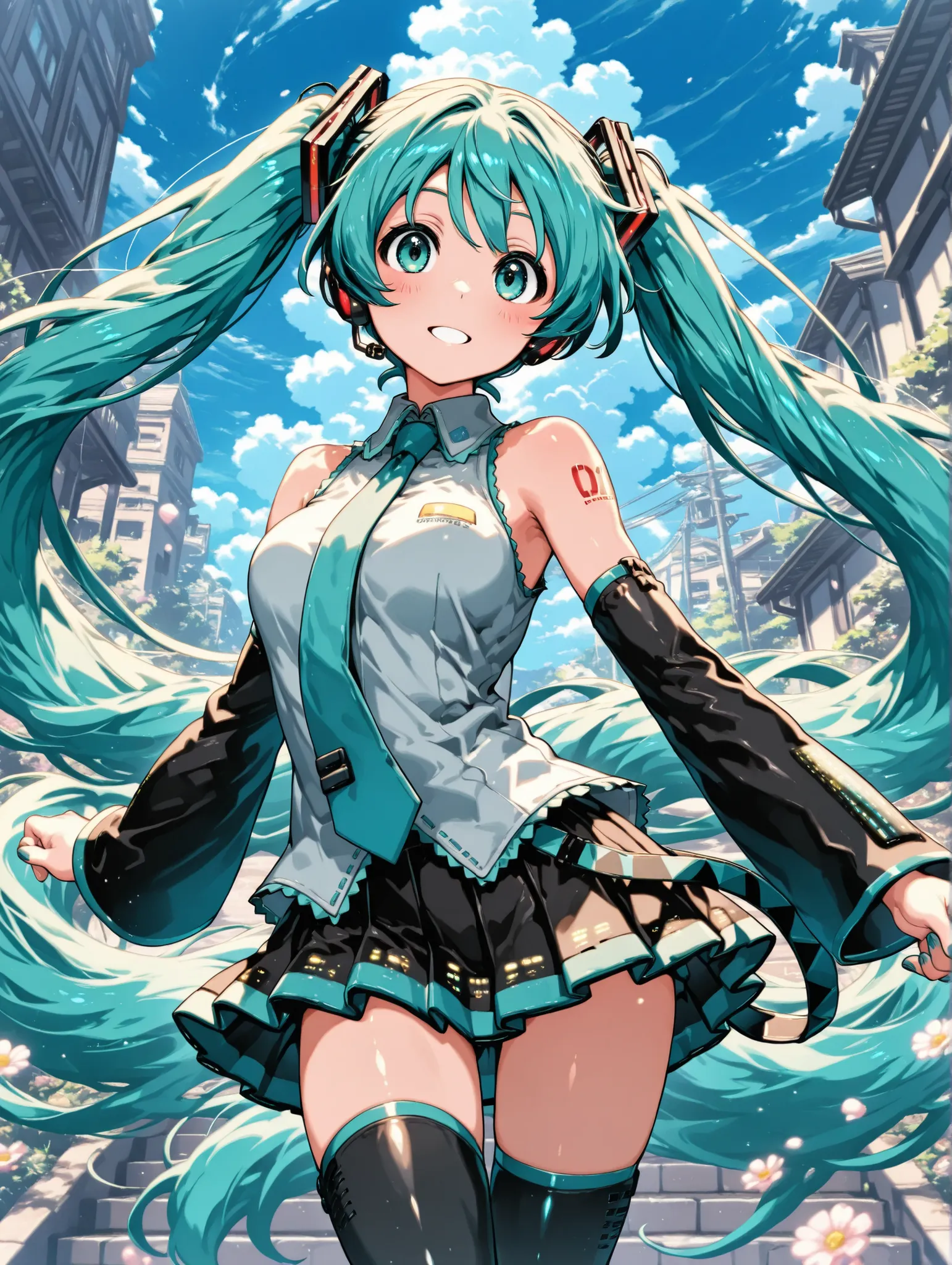 (masterpiece、Highest Quality、Highest Quality、Official Art、beautiful and beautiful:1.2)、(1 girl on break day:1.3)Hatsune Miku、beautiful breasts、light green twin tail、ふりゅう Hatsune Miku - 悪役クーラールージュ - スタチュエットヌードルストッパー