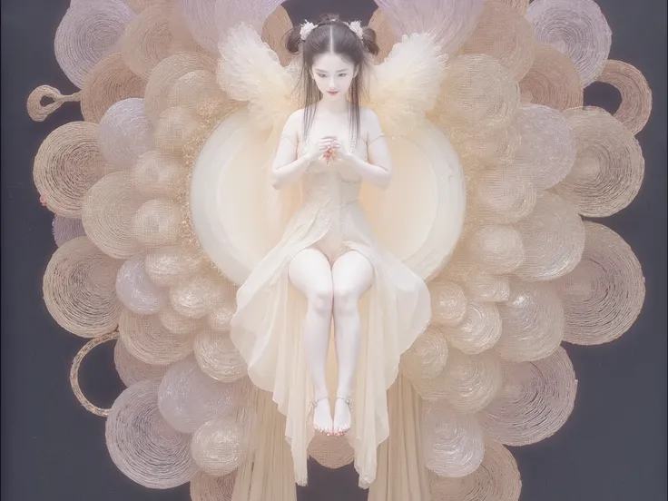Un ange assis sur le bord b’un nuage, regardant la terre, 