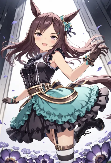 (masterpiece, best quality, perfect face:1.4), wide angle, mejiro dober \(umamusume\), 1girl, floating hair, horse ears, horse tail, tail on the lower back, proportional body, proportional, beautiful hair, beautiful face, beautiful detailed eyes, beautiful...