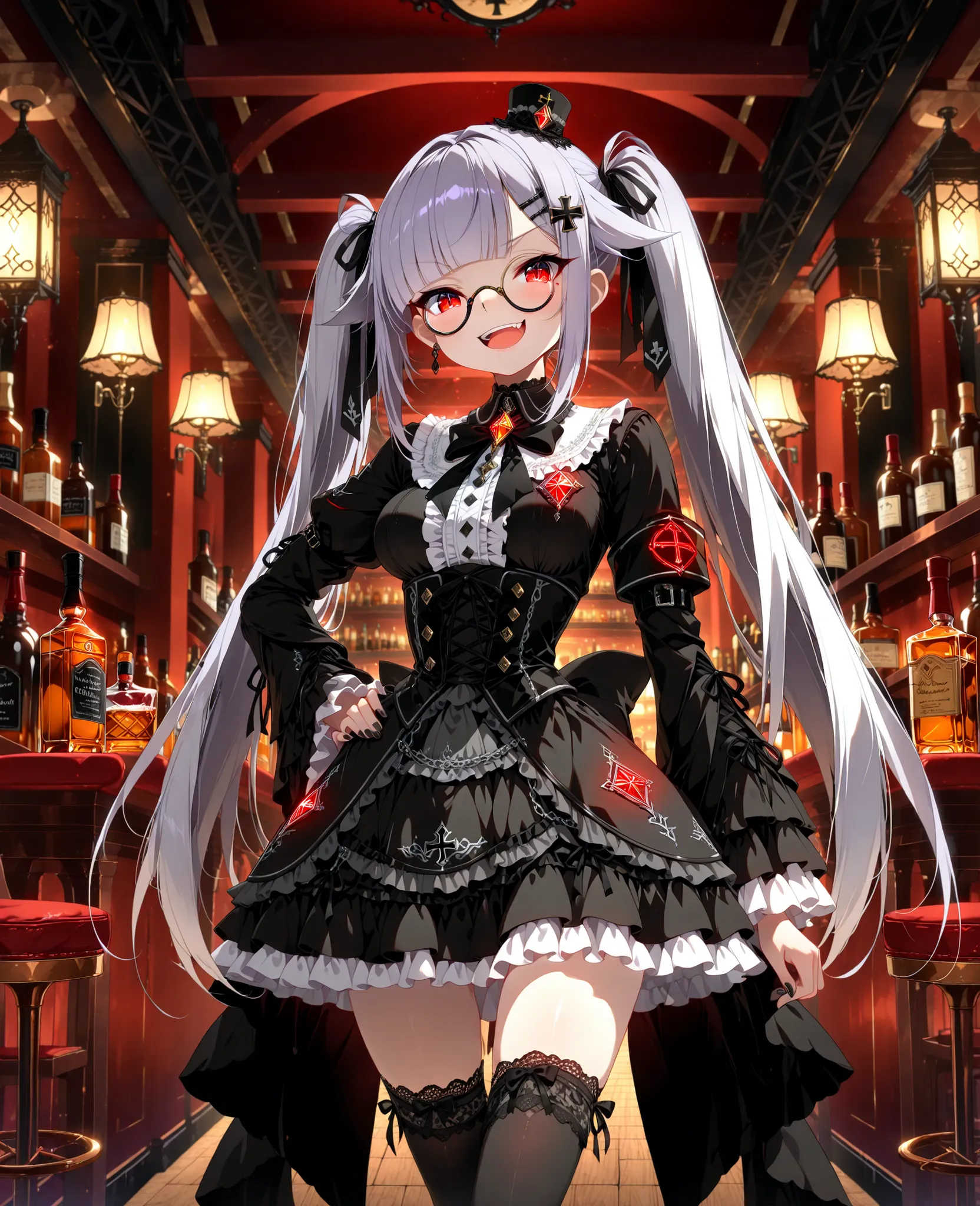 ((Exquisite Quality, masterpiece, best quality, ultra-detailed, vibrant colors, in 8K resolution, detailed illustration, rich contrast, best lighting, sharp focus, (EyesHD:1.3))). BREAK, ((Anime-style cute gothic girl with (silky light purple hair:1.3) sty...