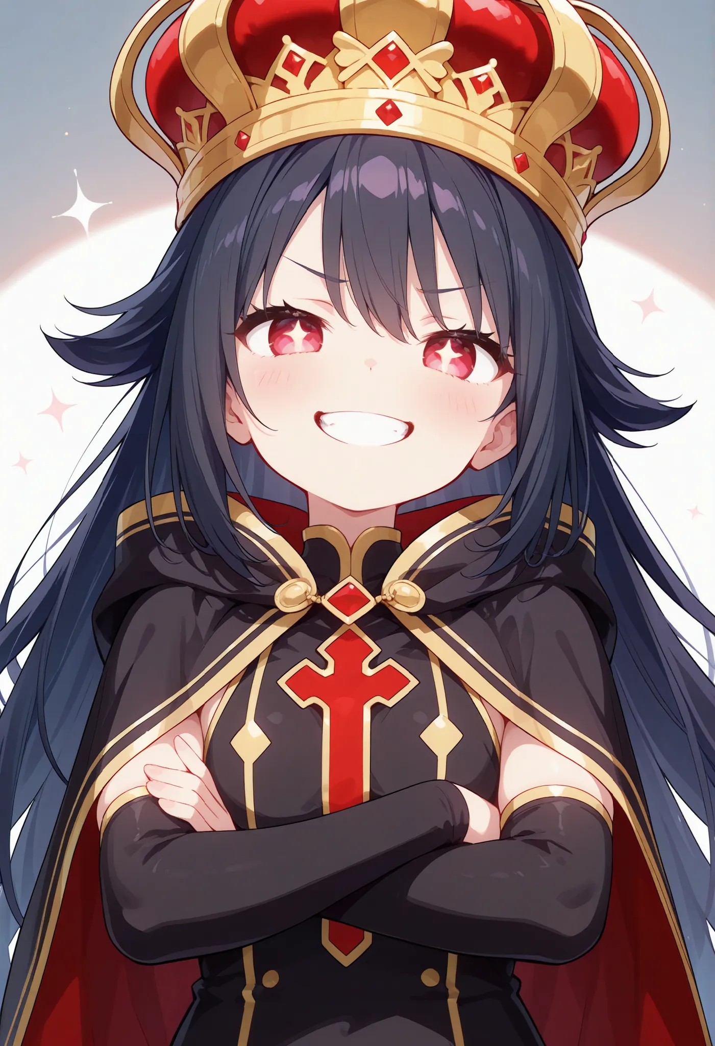 Queen crown cloak cute crosses arms fearless smile Dynamic Angles