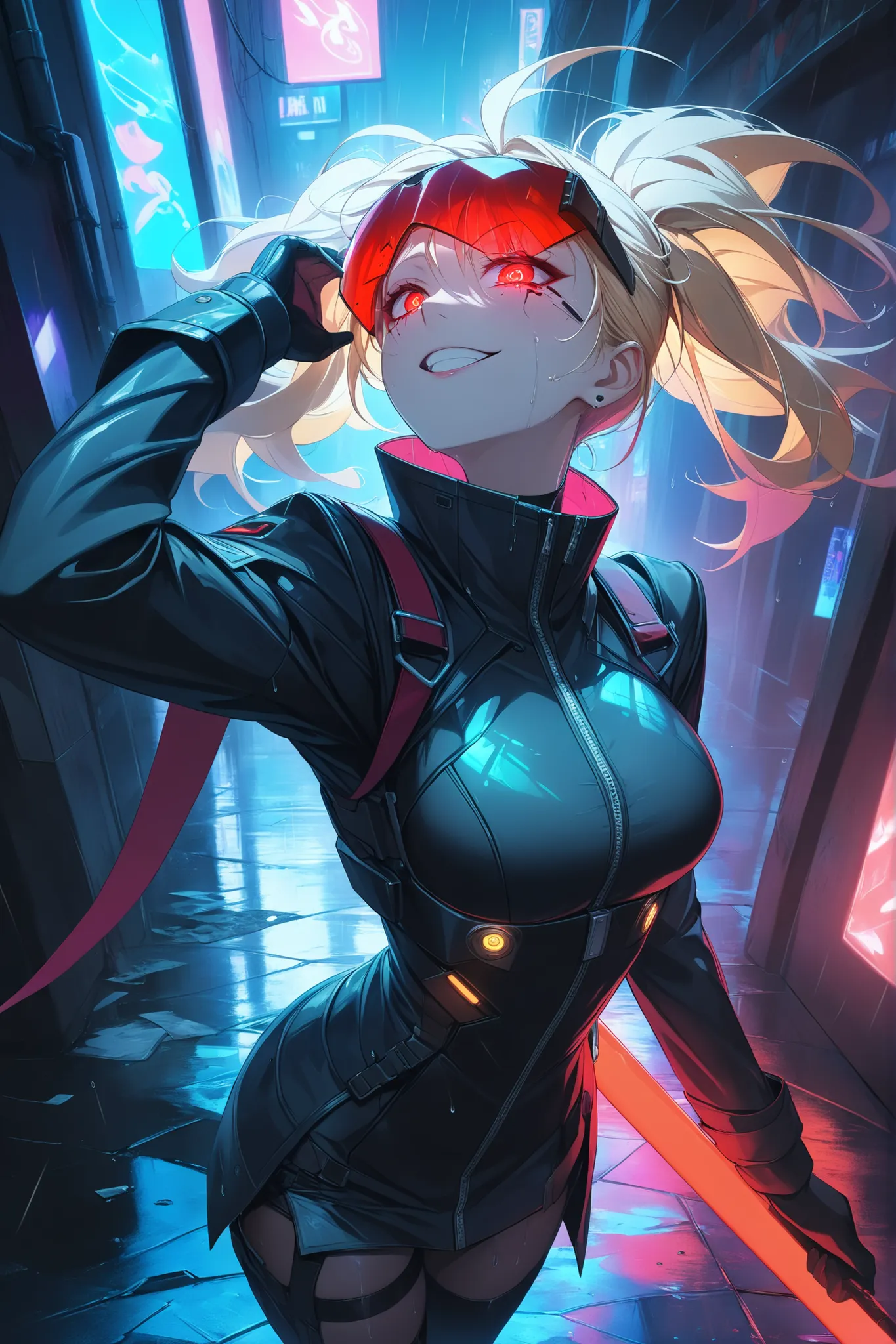 ((masterpiece)), ((anime-real fusion)), ((RAW 4K)), ((ultra detail)), ((extreme detail)), ((extreme face detail)), ((extreme eye detail)), ((extreme cloth detail)), ((digital painting)), ((cyberpunk noir)), ((neon lighting)), ((realistic shadows)), ((h...