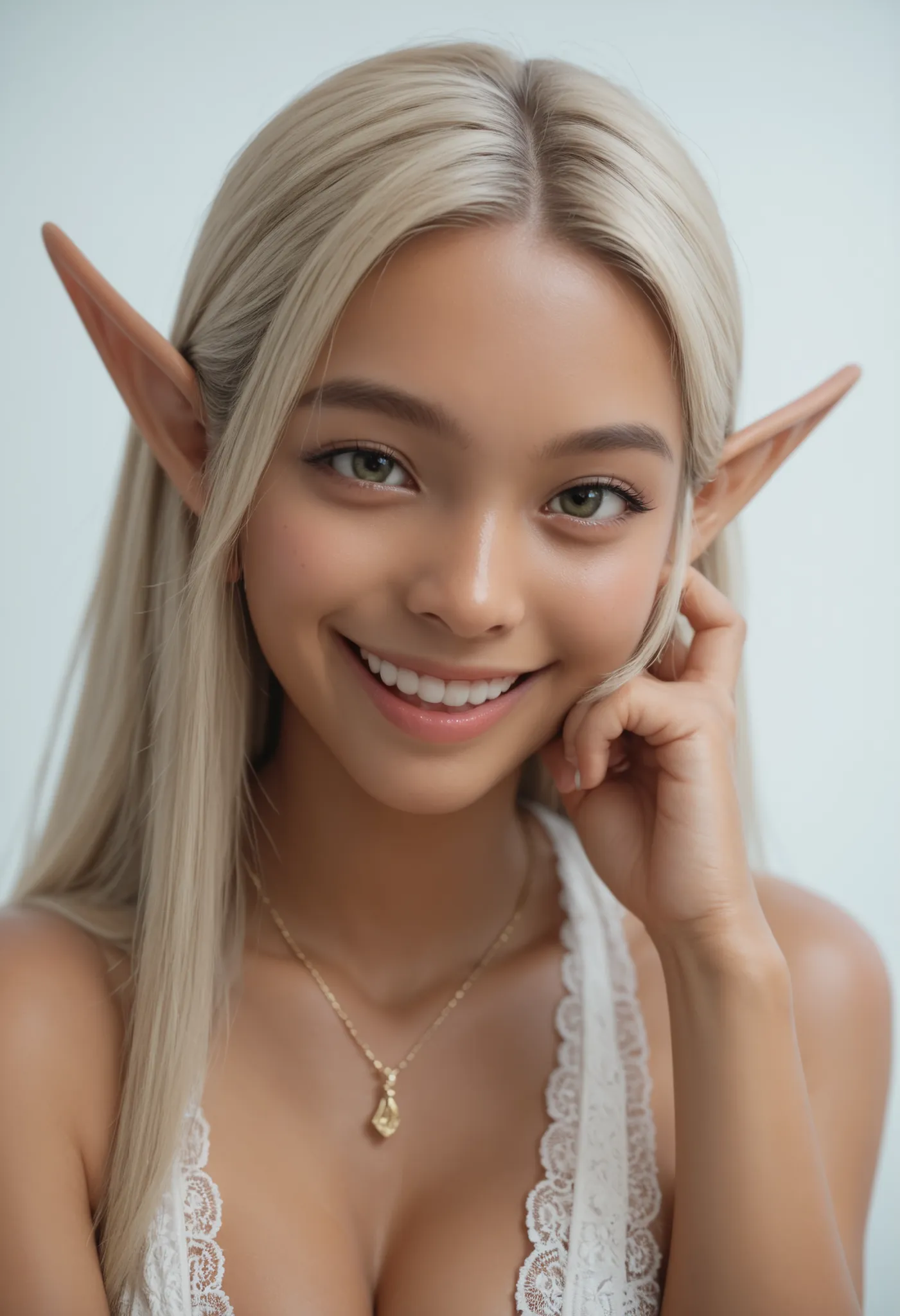 A sacred and enchanting dark elf, Fearless smile
