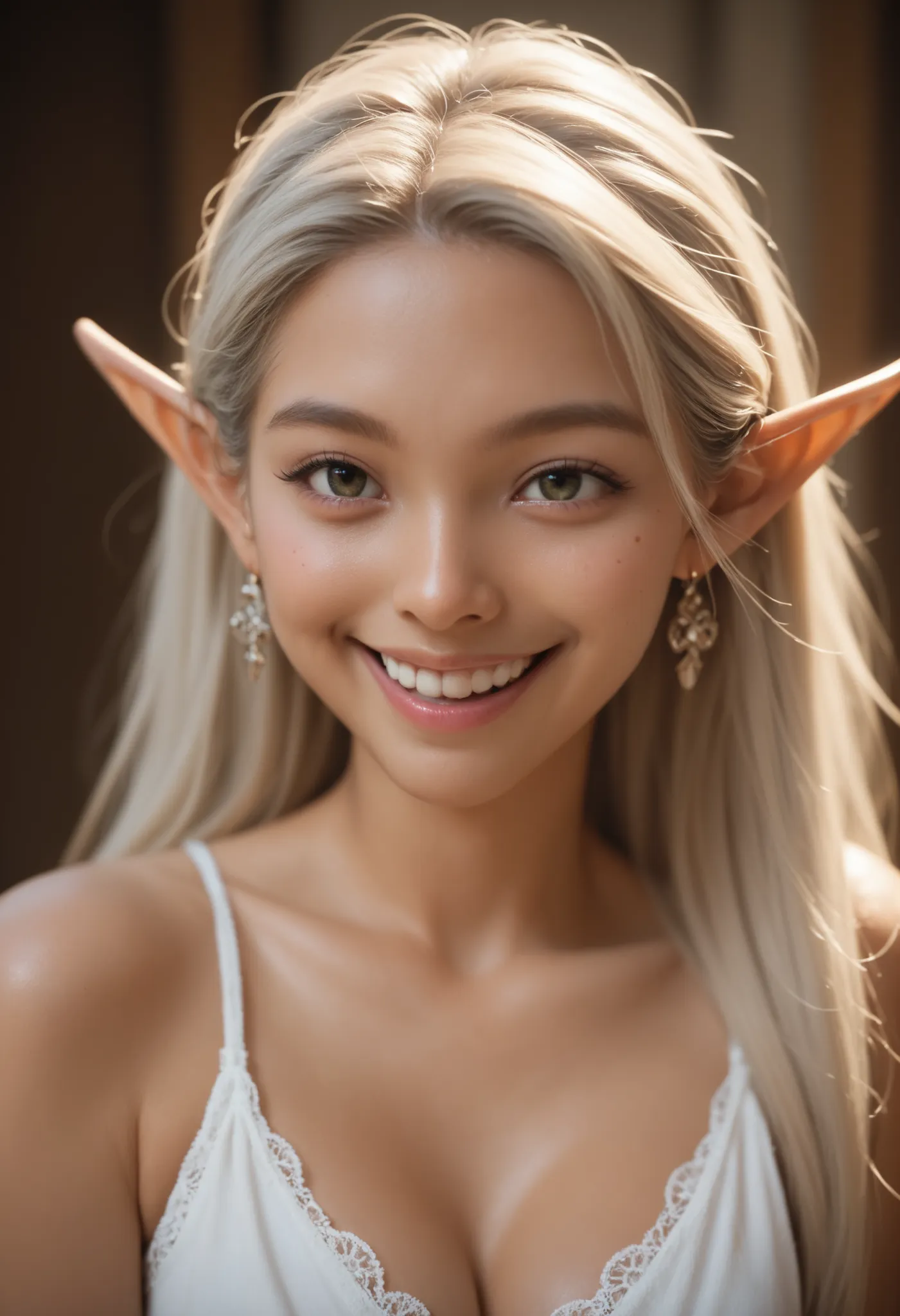 A sacred and enchanting dark elf, Fearless smile