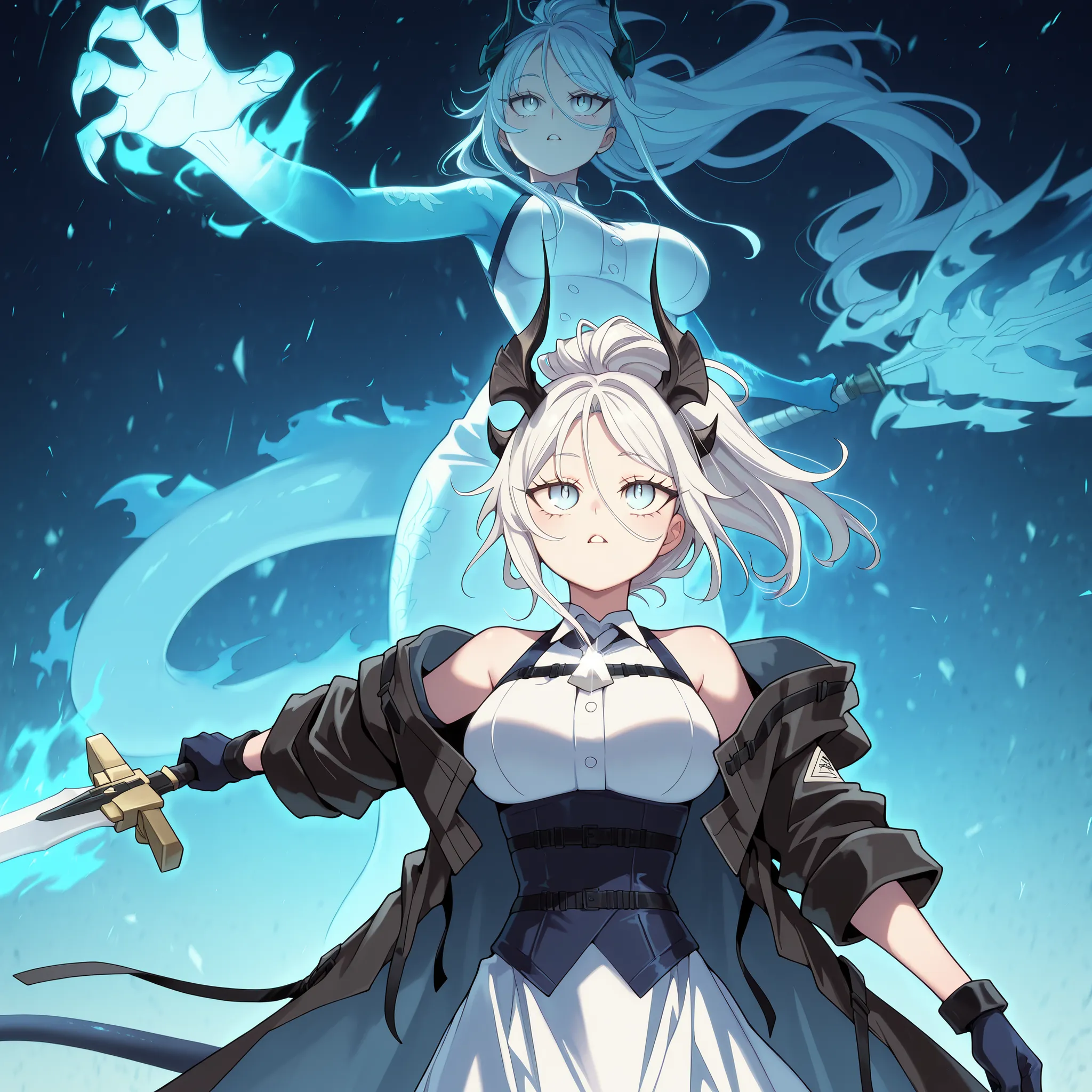 Sozinho, 1 menina, facing the viewer, cabelo branco, hairstyle from Sylpha from "Tensei Shitara Dai Nana Ouji Dattanode", face de Sylpha de "Tensei Shitara Dai Nana Ouji Dattanode", olhos de Sylpha de "Tensei Shitara Dai Nana Ouji Dattanode", franja longa,...