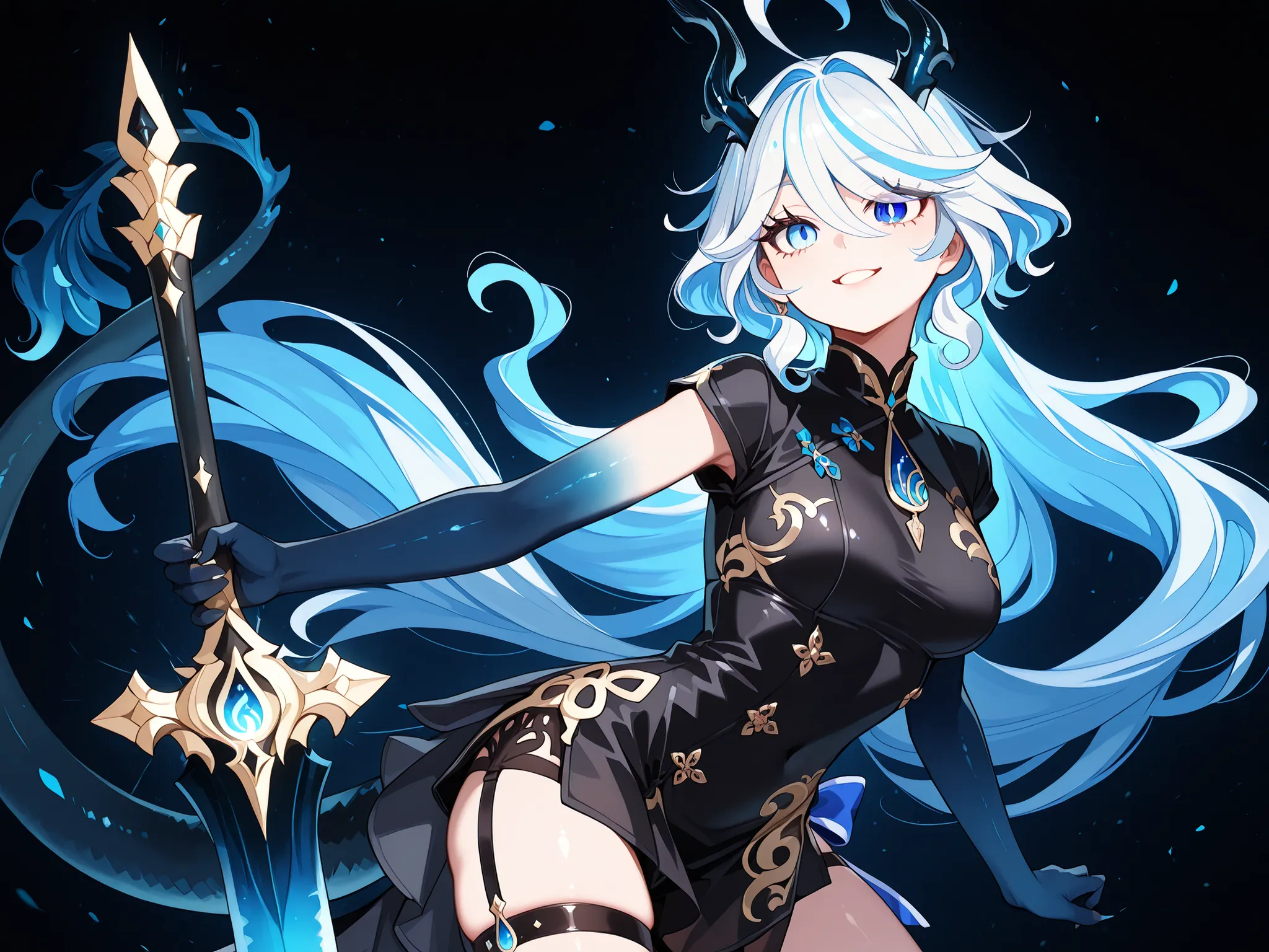 Solo, 1 girl, small and short body, small character, short character, short character, character 1.50 meters tall, small and short body, young character,  character;

the character's hairstyle must be the same as Furina from "genshin impact", long bangs, b...