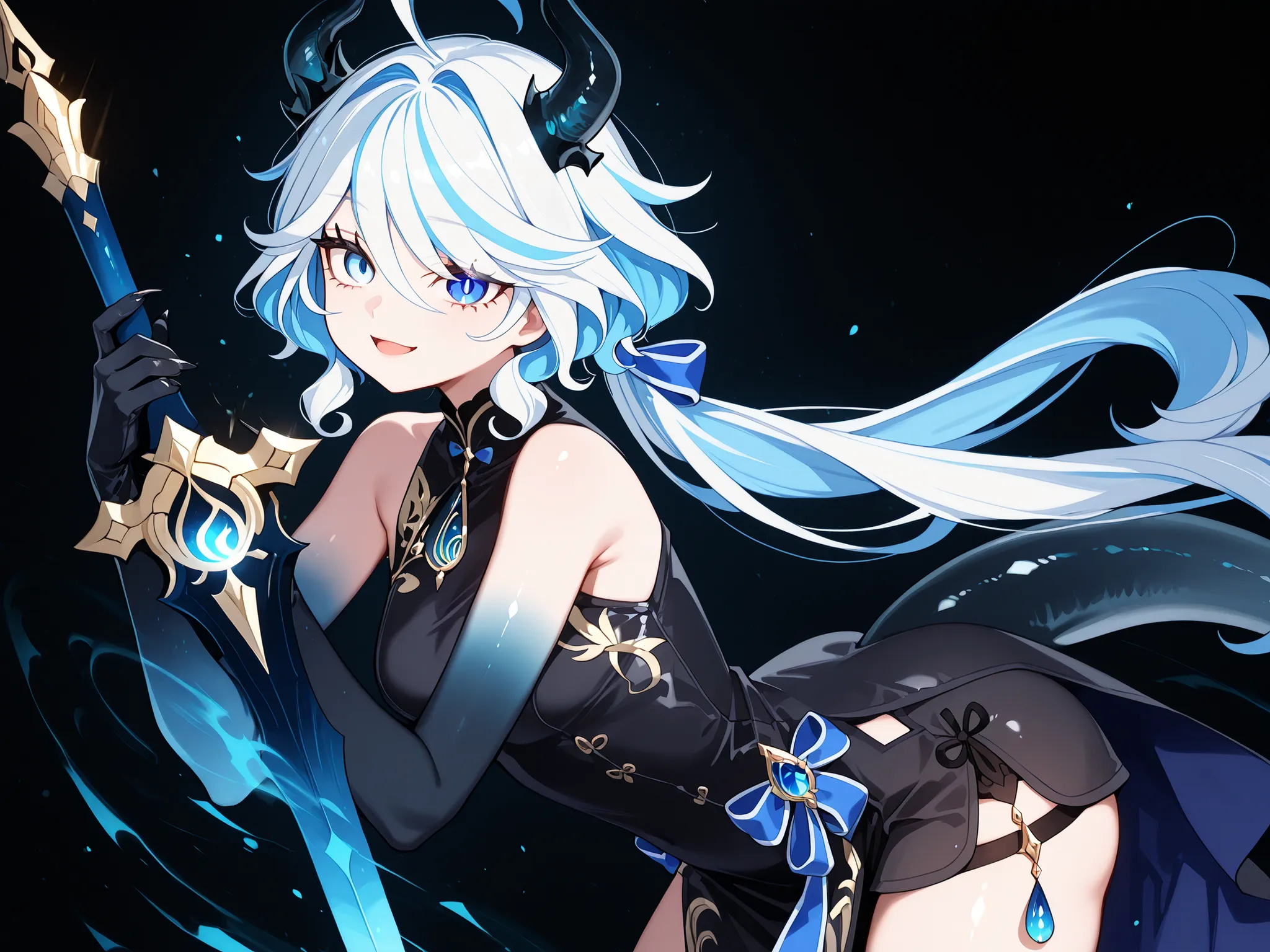 Solo, 1 girl, small and short body, small character, short character, short character, character 1.50 meters tall, small and short body, young character,  character;

the character's hairstyle must be the same as Furina from "genshin impact", long bangs, b...