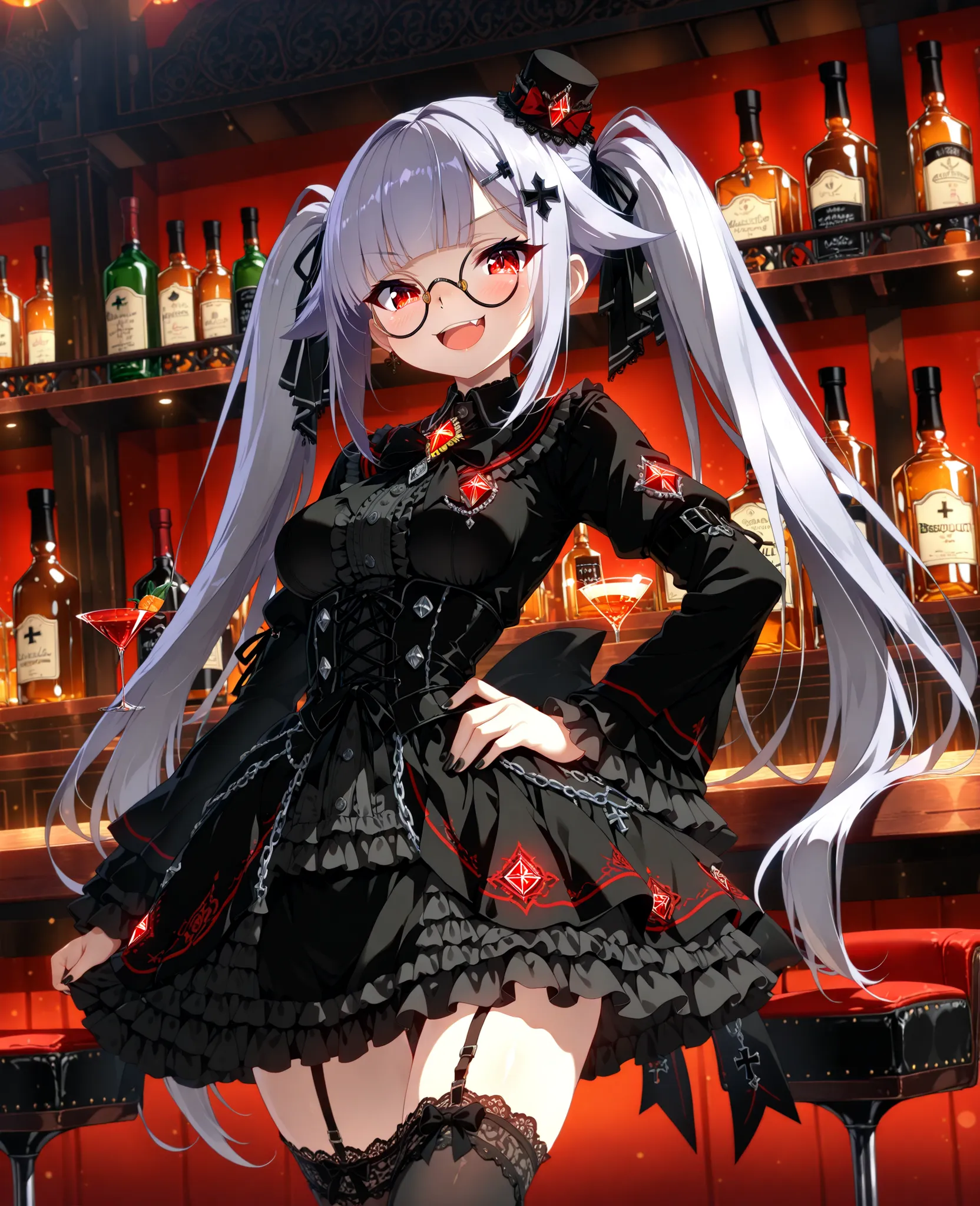 ((Exquisite Quality, masterpiece, best quality, ultra-detailed, vibrant colors, in 8K resolution, detailed illustration, rich contrast, best lighting, sharp focus, (EyesHD:1.3))). BREAK, ((Anime-style cute gothic girl with (silky light purple hair:1.3) sty...