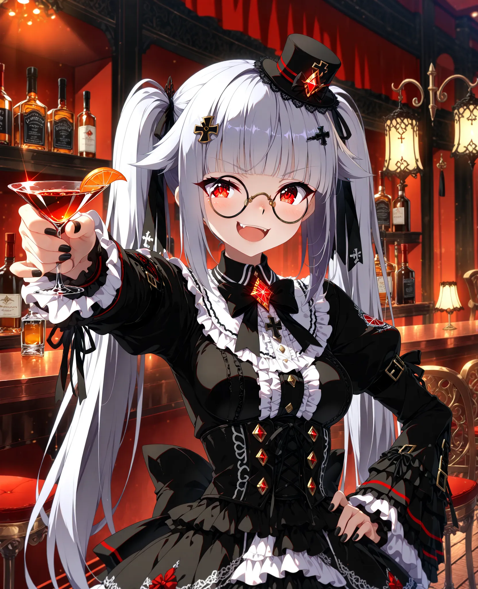 ((Exquisite Quality, masterpiece, best quality, ultra-detailed, vibrant colors, in 8K resolution, detailed illustration, rich contrast, best lighting, sharp focus, (EyesHD:1.3))). BREAK, ((Anime-style cute gothic girl with (silky light purple hair:1.3) sty...