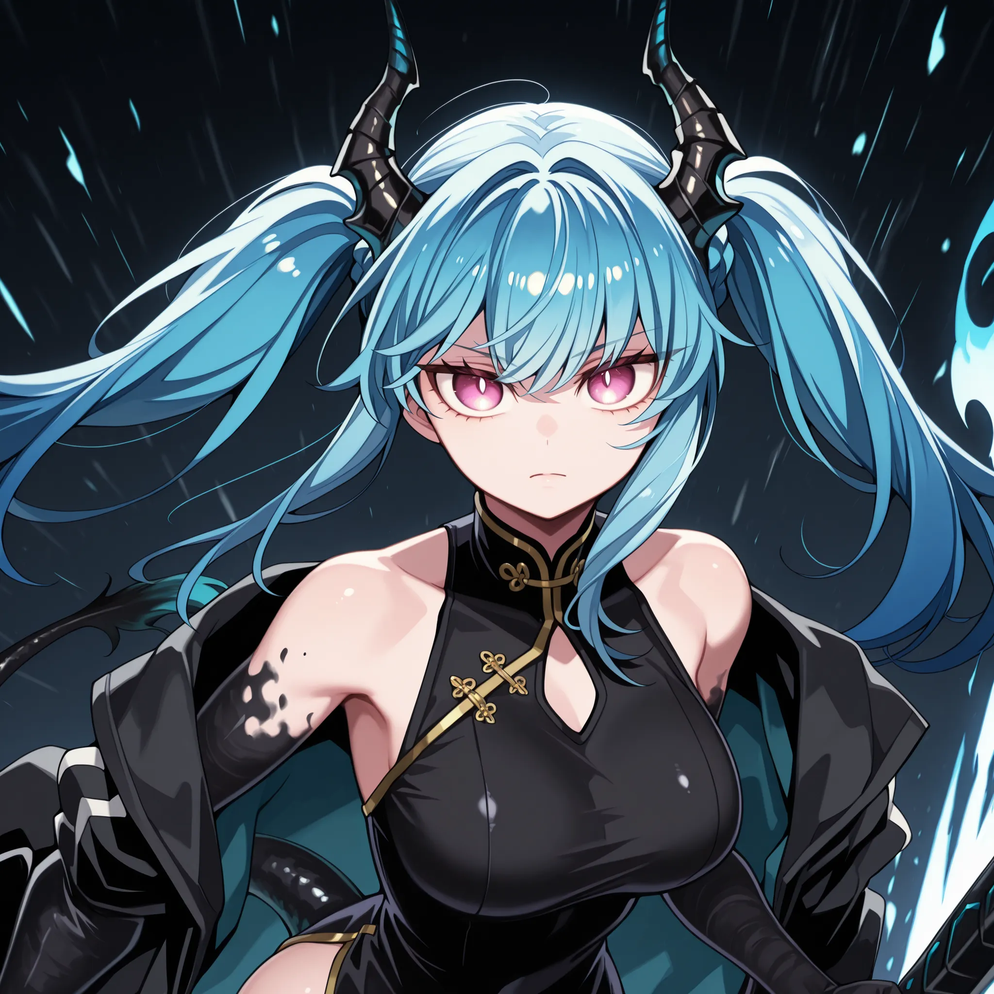 Solo, 1 girl, small and short body, small character, short character, short character, character 1.50 meters tall, small and short body, young character,  character;

cyan blue hair, the character's hairstyle must be the same as Lily from "Lilith's Cord" (...